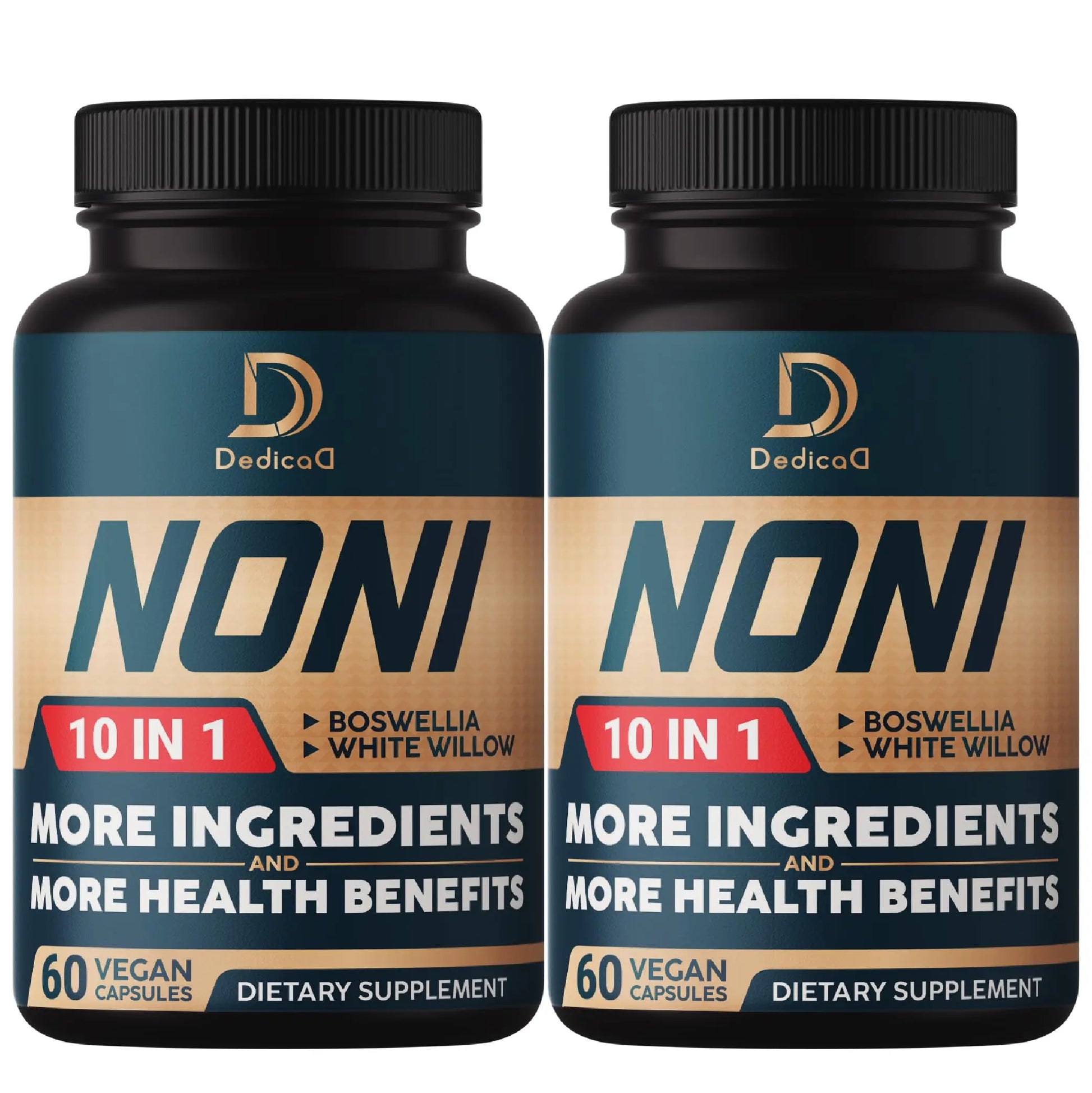DEDICAD 10in1 Noni Capsules - 4 Month Supply with Elderberry, Boswellia, Turmeric, Ginger & More - Support Muscle, Joint, Digestive & Immune - 2 Packs of 60 Vegan Capsules, Non-GMO & Gluten-Free DEDICAD Au supplements