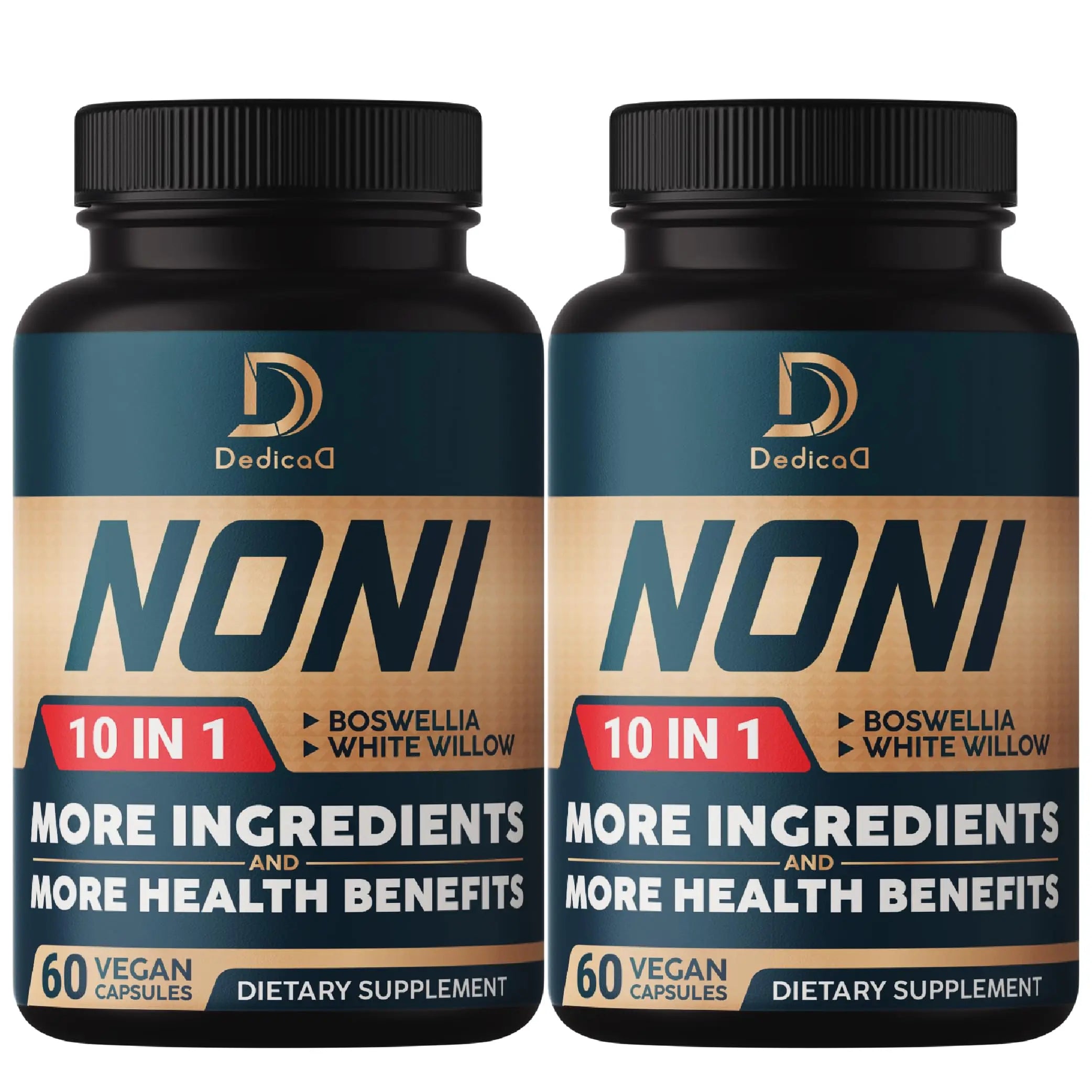 DEDICAD 10in1 Noni Capsules - 4 Month Supply with Elderberry, Boswellia, Turmeric, Ginger & More - Support Muscle, Joint, Digestive & Immune - 2 Packs of 60 Vegan Capsules, Non-GMO & Gluten-Free DEDICAD Au supplements