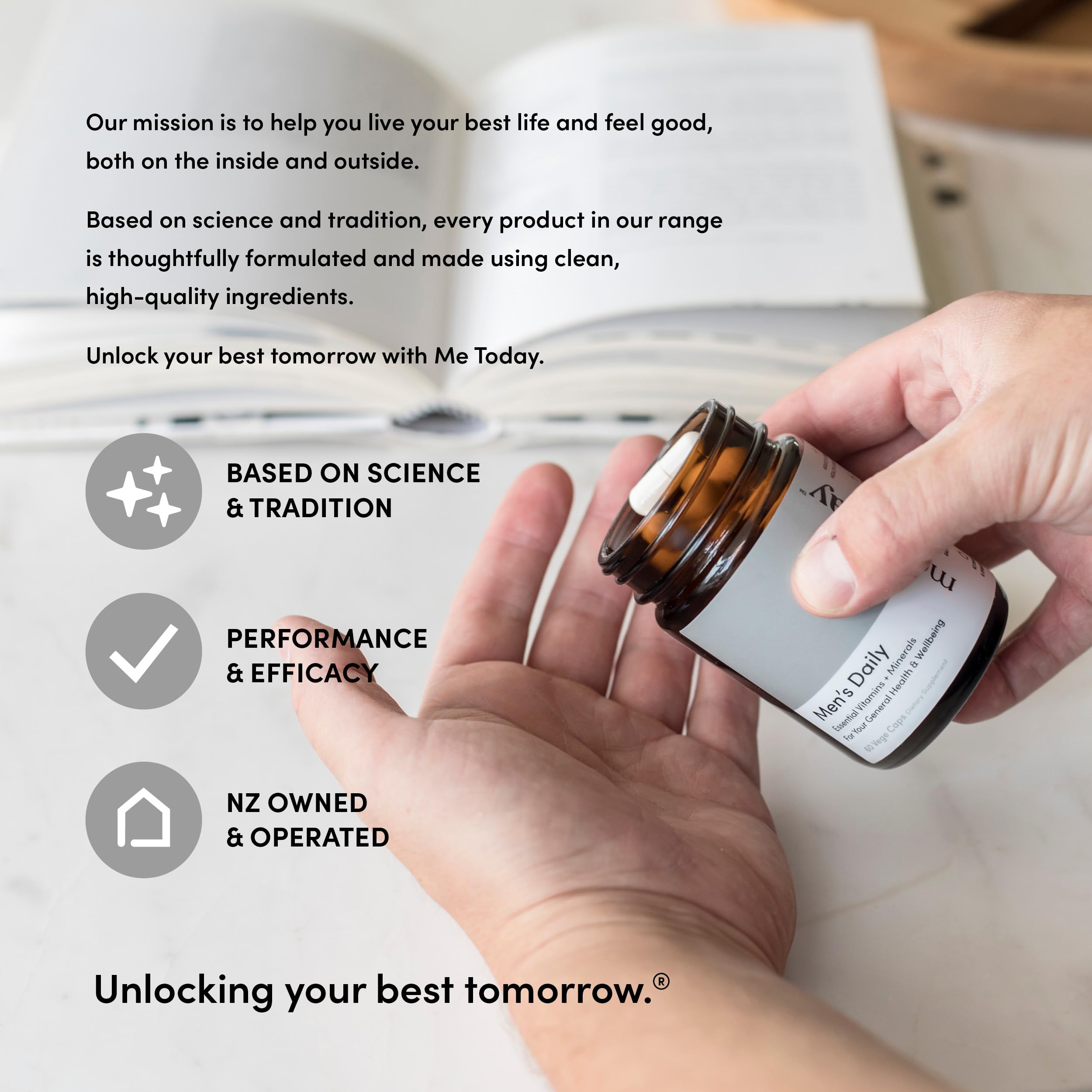 me today Multivitamin for Men, Mineral Supplements with 27 Vitamins, Minerals and Herbs, Including D, C, A, B, Biotin and Zinc, Vegetarian | General Health Supplements | 60 Capsules me today Au supplements