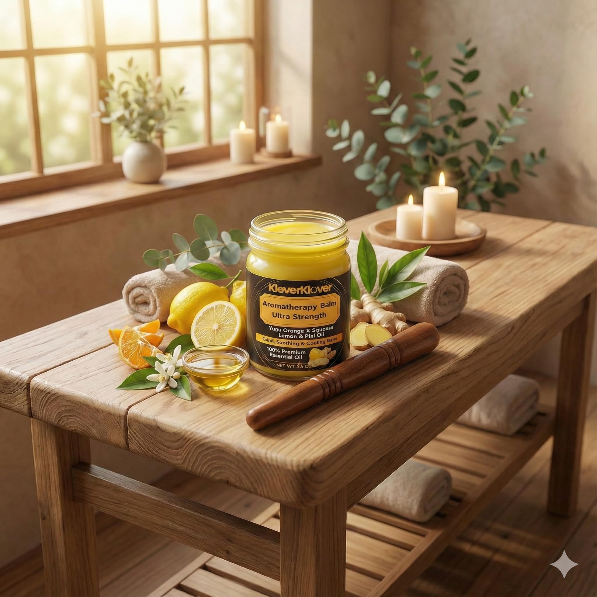 KleverKlover Back and Neck Aromatherapy Balm Ultra Strength for Healing Sore Muscle & Joint After Workout or Yoga - Plai Oil - Preservative Free- Citrus Scent + Free Massage Reflexology Wooden Stick KleverKlover Au supplements