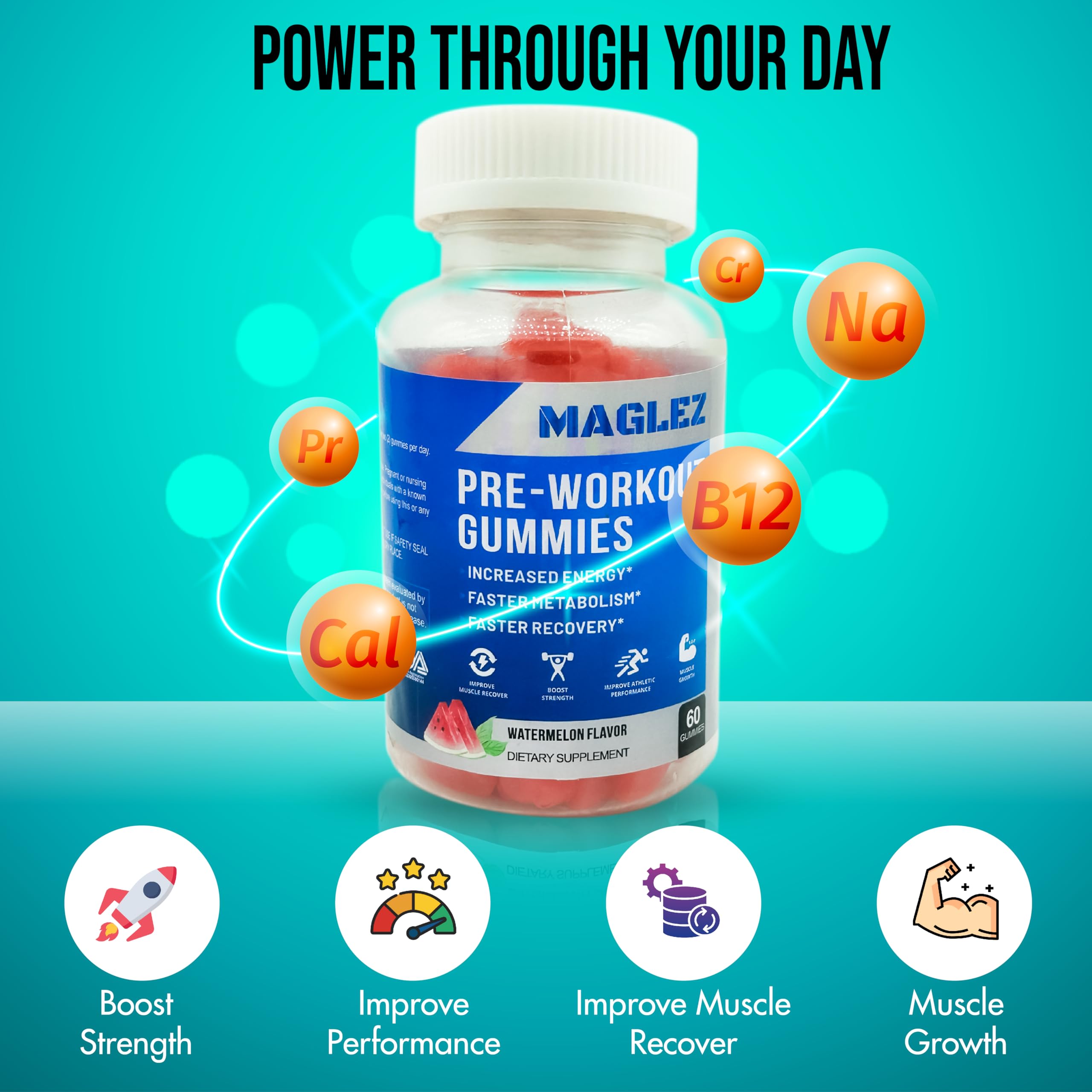 Maglez, Pre Workout Gummies for Men & Women, PreWorkout Gummy with Beta Alanine MAGLEZ Au supplements