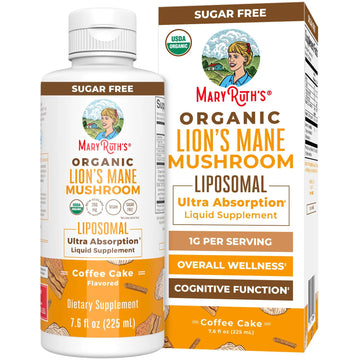 MaryRuth Organics Lions Mane Supplement | Ultra Absorption Liposomal | Full Spectrum Lion's Mane Mushroom | 200mg Beta-Glucans Per Serving | USDA Organic | Vegan | 7.6 oz | 15 Servings MARYRUTH'S Au supplements