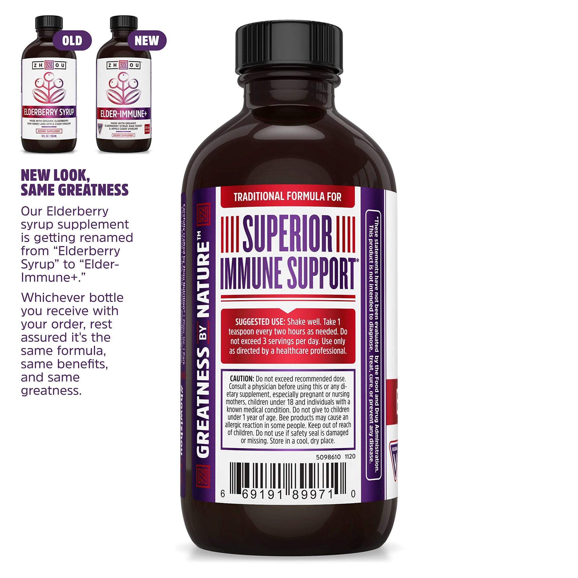 Zhou Nutrition Elderberry Syrup, Immune System Booster with Organic Elderberry Syrup Zhou Nutrition Au supplements
