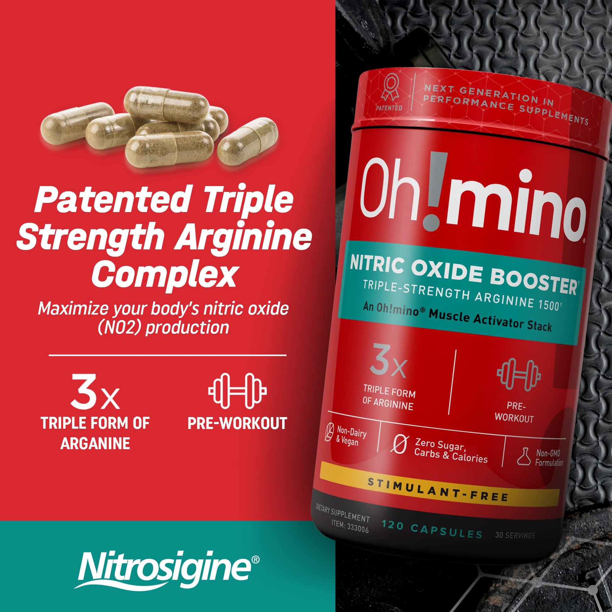 Oh!mino Nitric Oxide Supplement Activator Booster, Triple Strength L-Arginine for Energy Oh!mino Au supplements