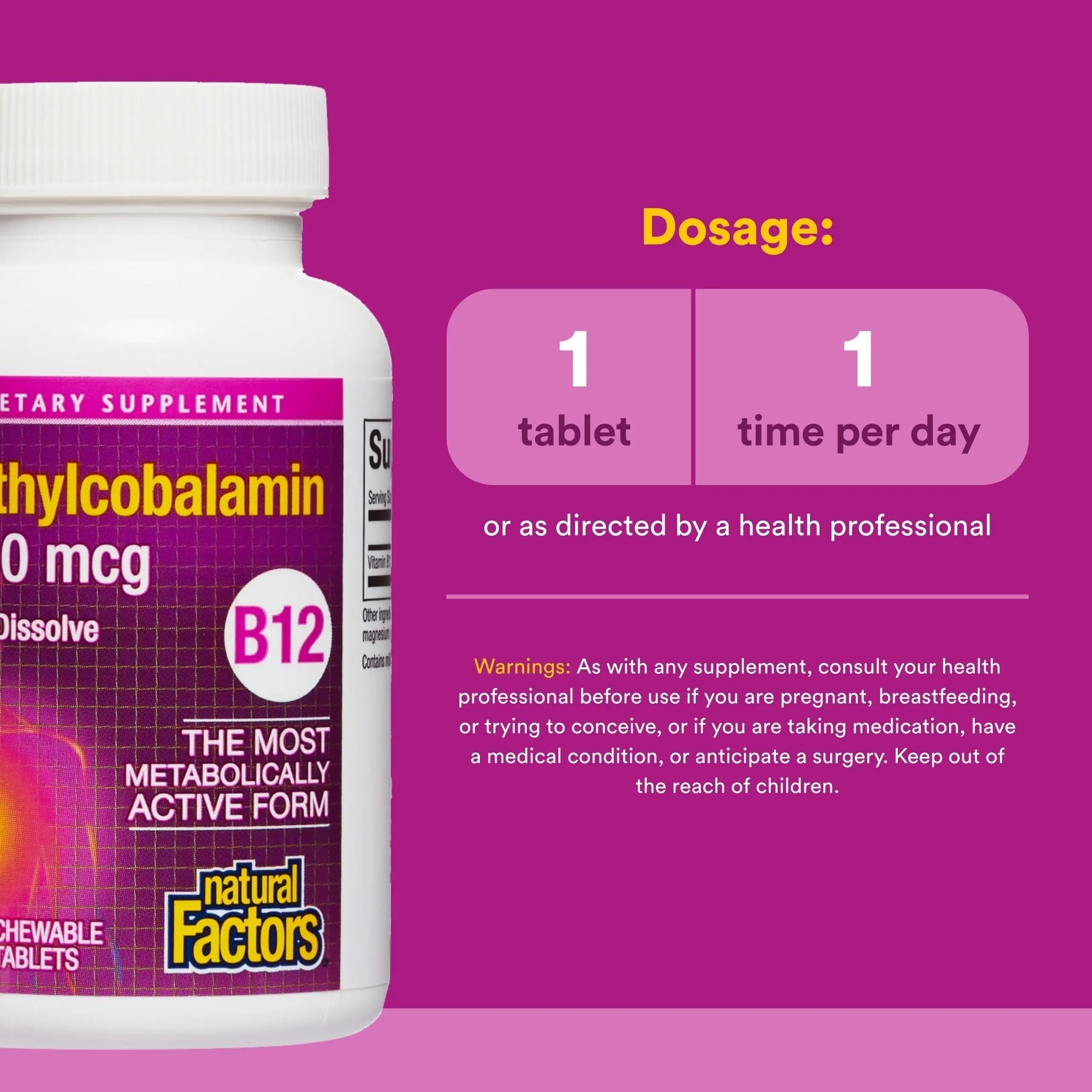Natural Factors Methylcobalamin 1,000 mcg - Vitamin B12 Supplement in Metabolically Active Form - Supplement Supports Cll Formation Natural Factors Au supplements