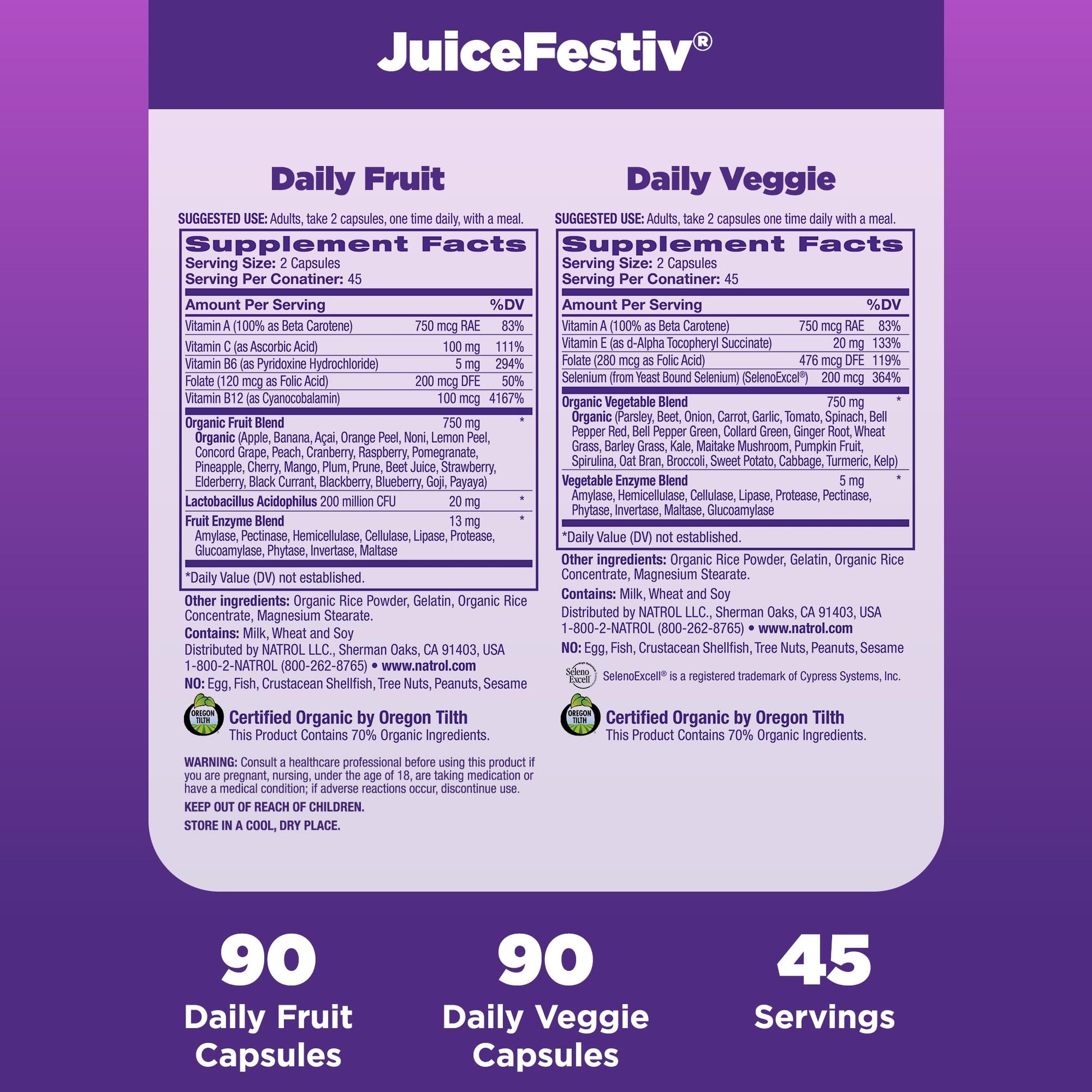 Natrol JuiceFestiv, Vitamins and Supplements for Nutrition & Well-Being, Antioxidants for Cellular Health, 90 Capsules (2-Count), Up to a 45 Day Supply Natrol Au supplements