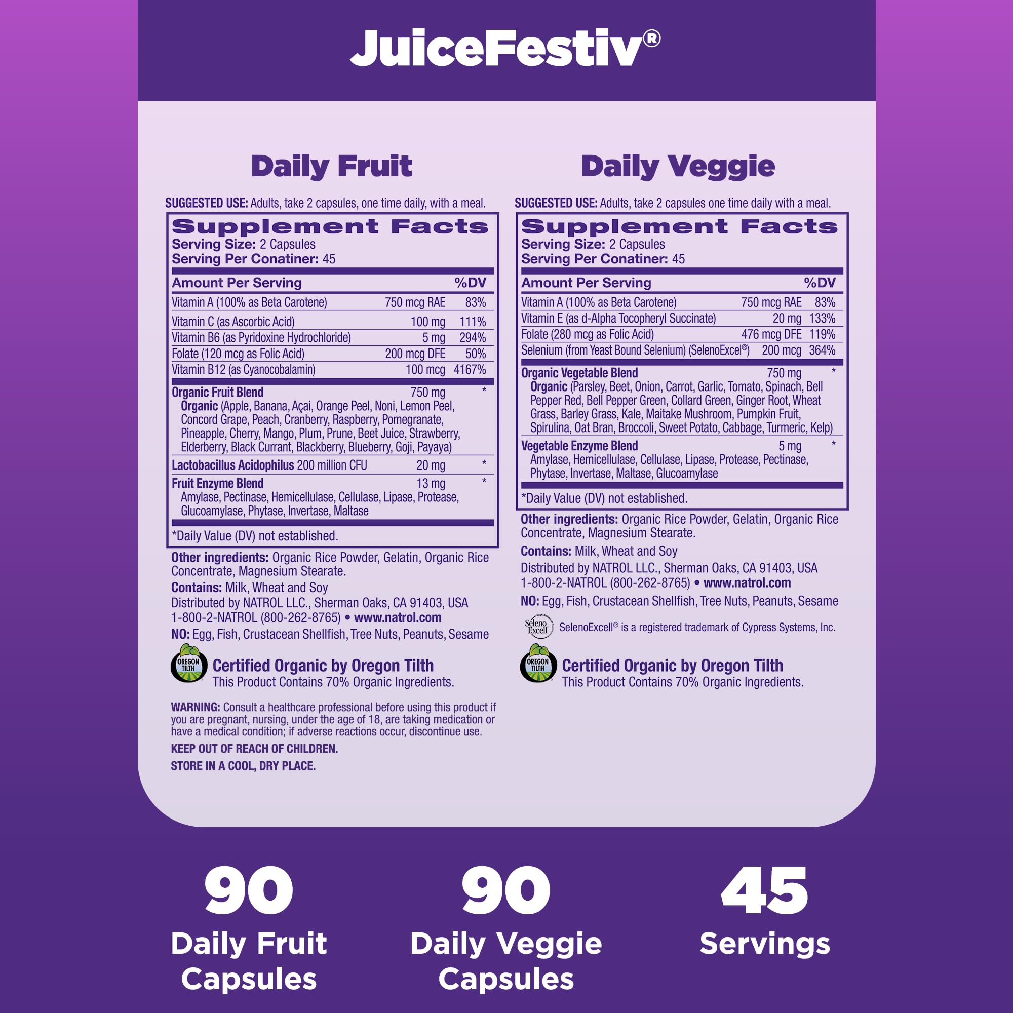 Natrol JuiceFestiv, Vitamins and Supplements for Nutrition & Well-Being, Antioxidants for Cellular Health, 90 Capsules (2-Count), Up to a 45 Day Supply Natrol Au supplements