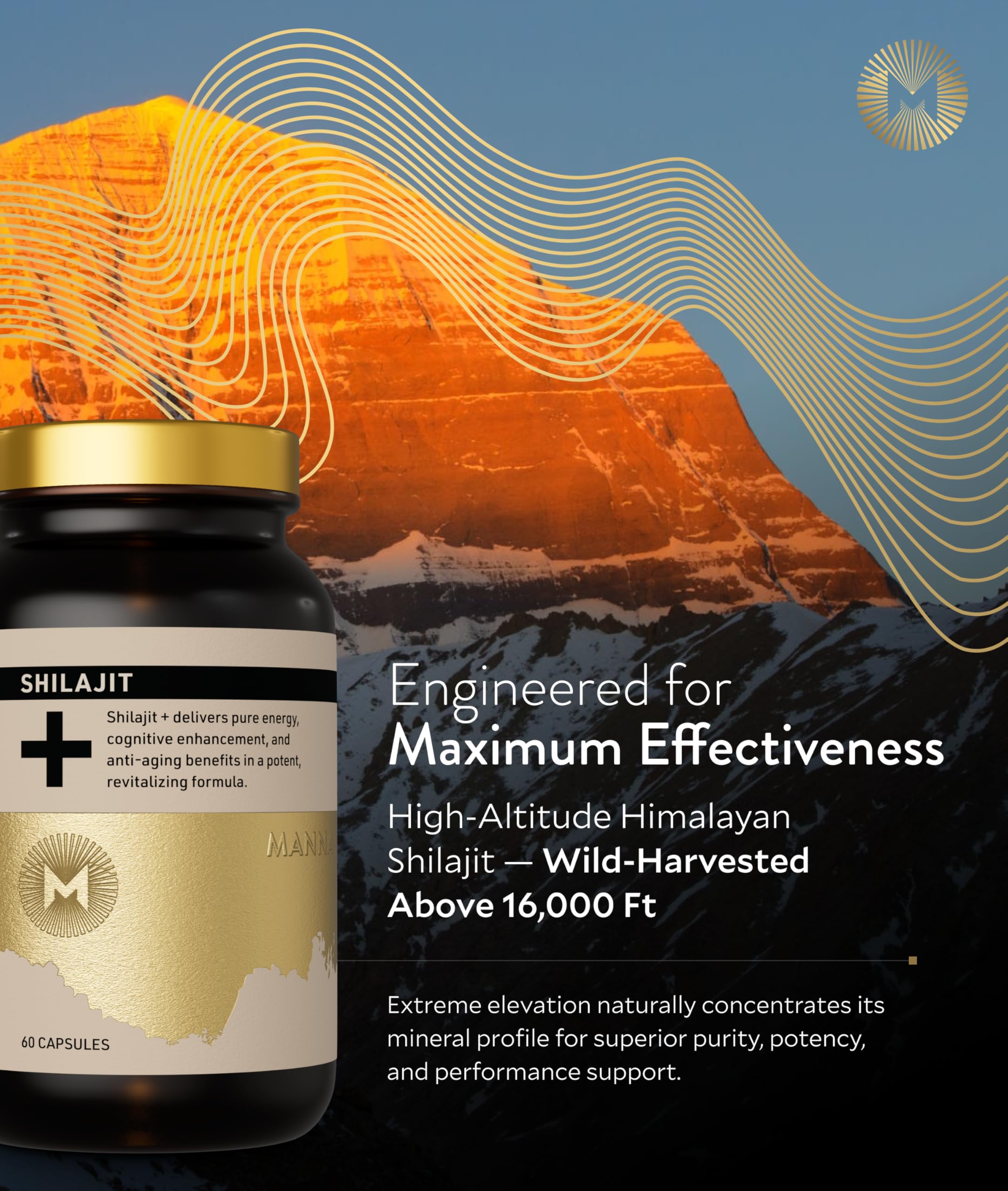 Manna Vitality Shilajit+ Capsules | 1000mg Purified Himalayan Shilajit Resin Supplement | Highest Bioavailability | Energy, Performance, Detox, Vitality, Mental Clarity & Cognitive Support | 60 Count M Manna Au supplements