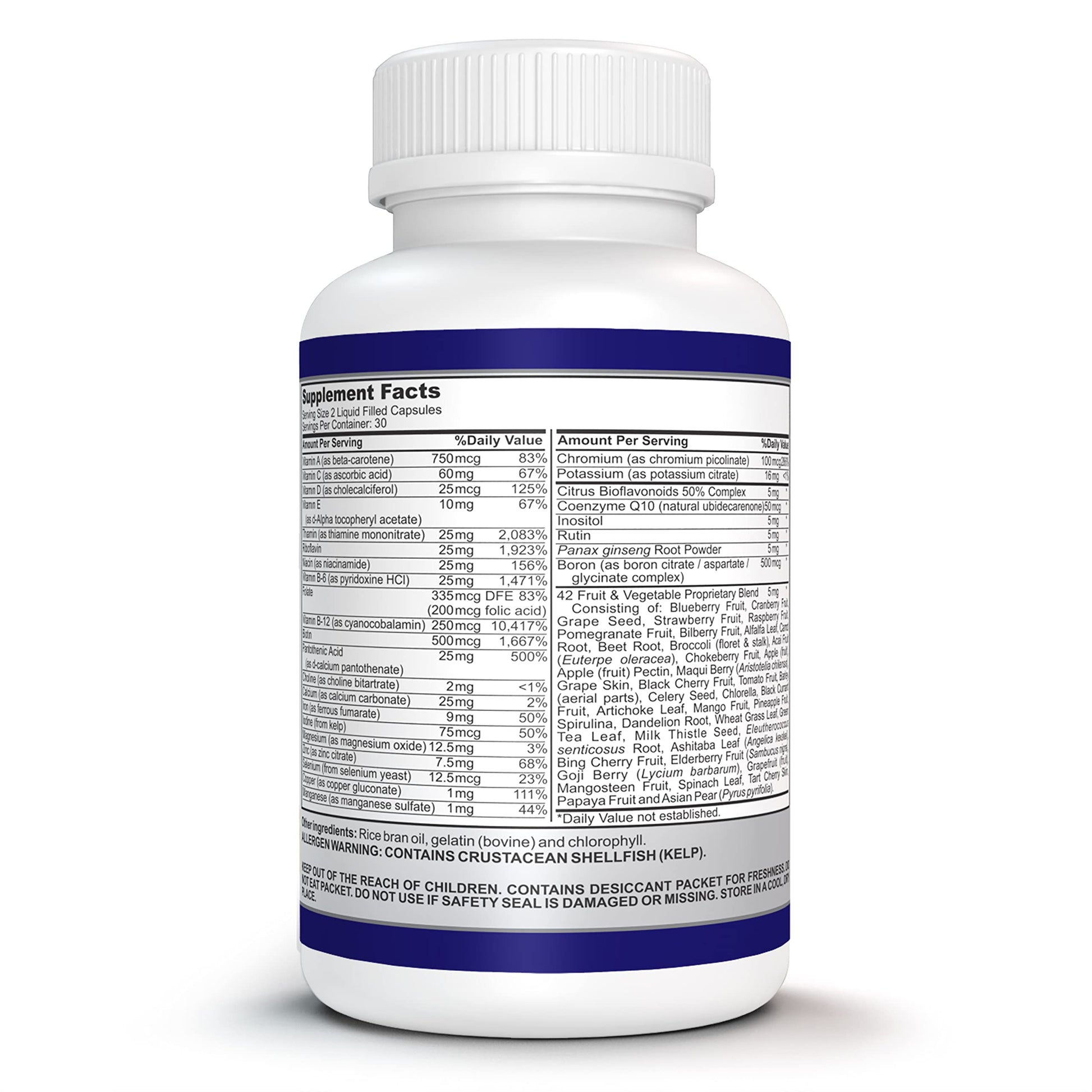 O!VITA Liquid Multivitamin Complete, with a Full Spectrum of Vitamins and Minerals, Plus 42 Fruits and Vegetable Proprietary Blend, Easy Absorption (60 Vegan Liquid Filled Capsules) O!VITA Au supplements