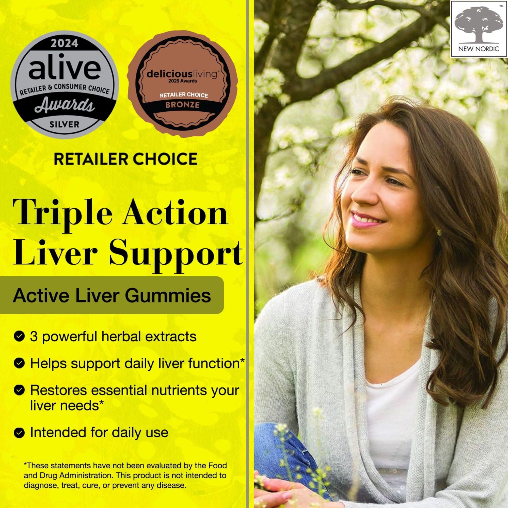 NEW NORDIC Active Liver Gummies, Milk Thistle, Artichoke & Turmeric Supplement, Natural Peach Mango Flavor, Sugar Free & Vegan, 60 Count (Pack of 1) NEW NORDIC Au supplements