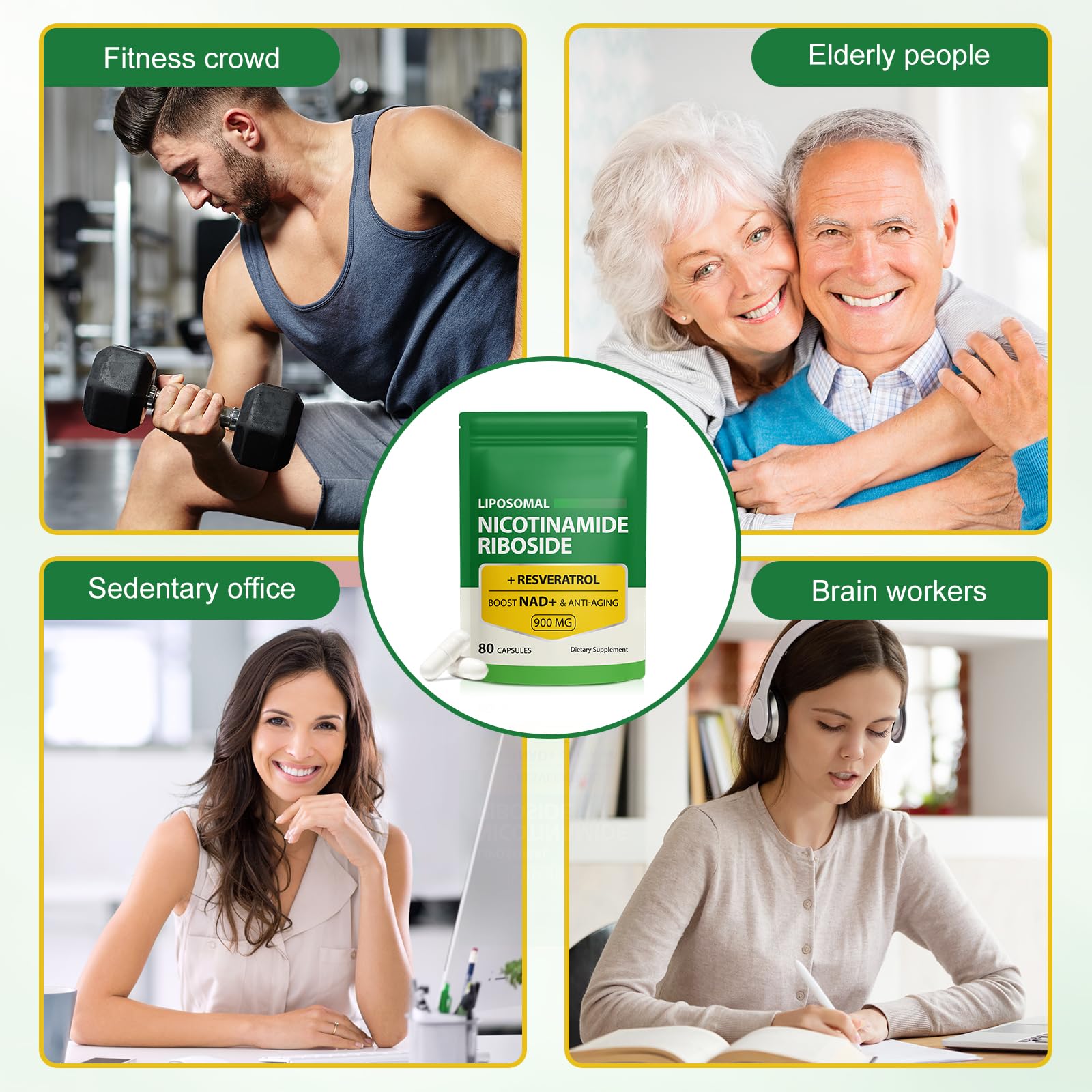 NAD Supplement with Nicotinamide Riboside - Resveratrol,Liposomal Nicotinamide Riboside,Quercetin - High Purity NAD Supplement for Anti-Aging, Focus, Energy 160 Capsules (2 Bag) Ruduwu Au supplements