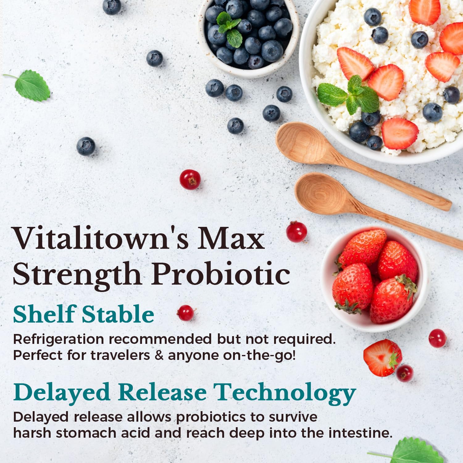 VITALITOWN Probiotics 120 Billion CFUs | 36 Strains, with Prebiotics & Digestive Enzymes for Men Women | Shelf Stable | Digestive Health & Immune Support | Vegan, Non-GMO | 30 Delayed Release Veg Caps Vitalitown Au supplements
