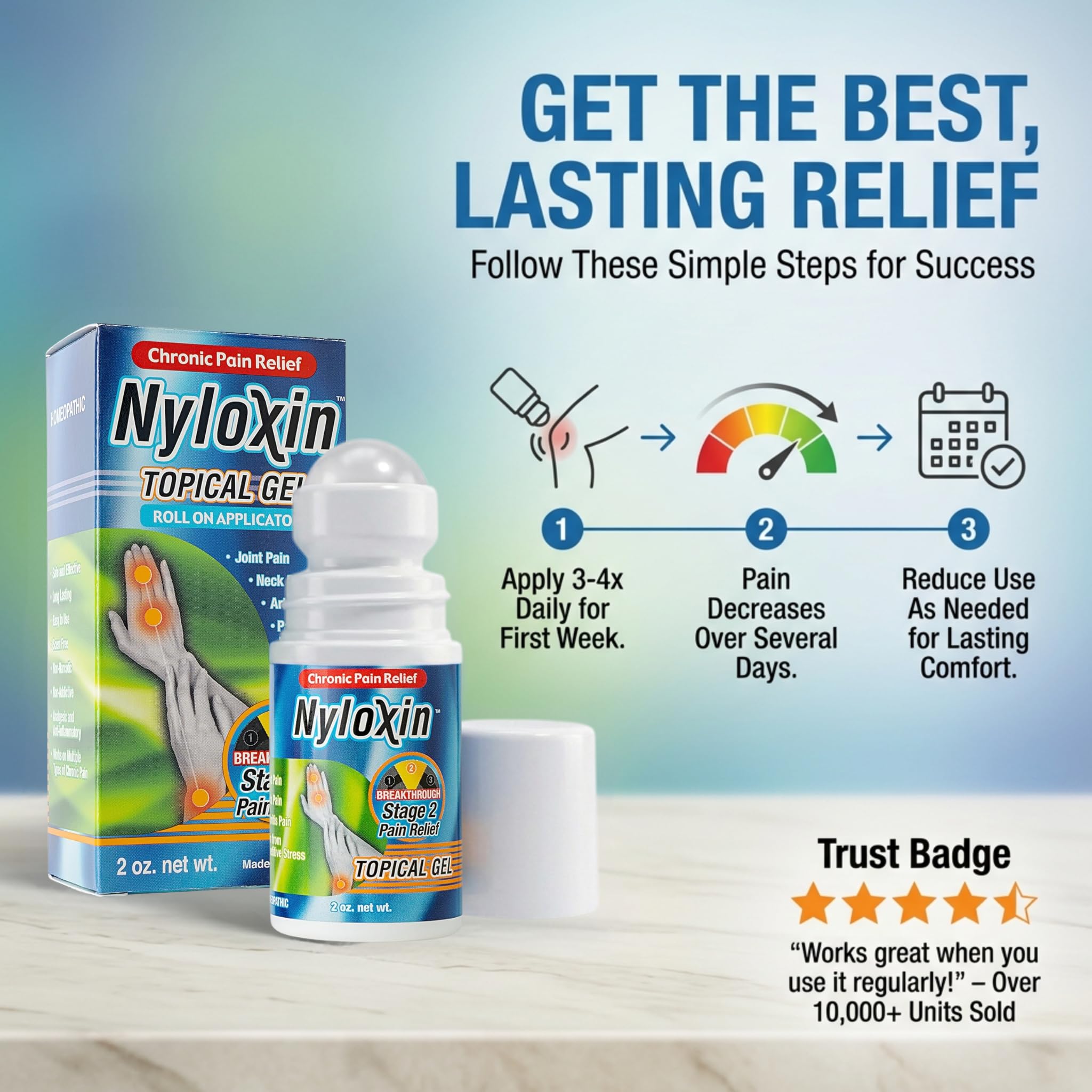 Nyloxin Extra Strength Roll-On Arthritis Pain Relief Gel, Back Pain Relief, Neuropathy Pain Relief, Nerve Pain Relief, Knee Pain Relief, Foot Pain Relief, Muscle Pain Relief, Joint Pain (2 oz) Nyloxin Au supplements