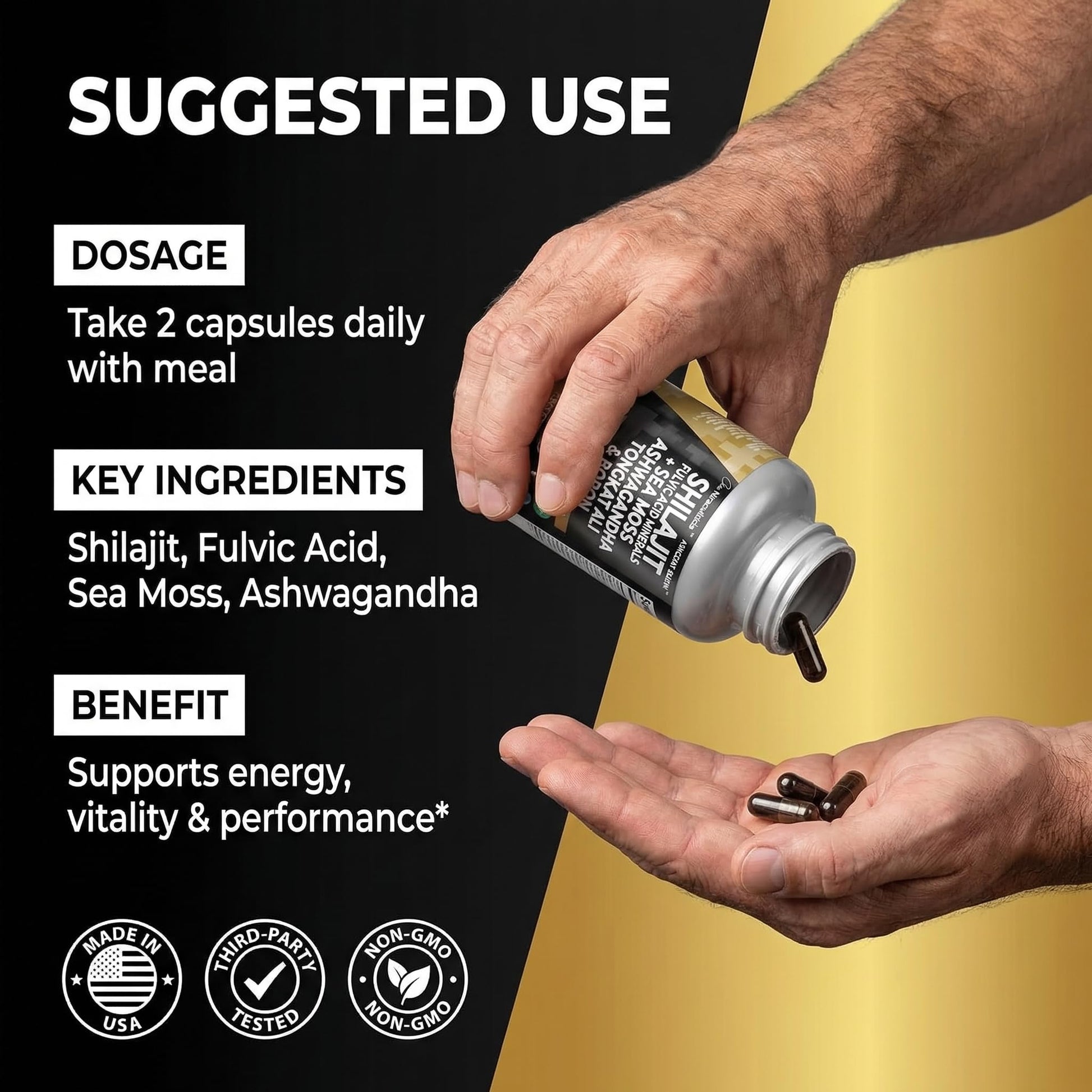 Clean Nutraceuticals Shilajit Supplement for Men with Sea Moss, Tongkat Ali, Ashwagandha, Boron, Zinc, CoQ10, PQQ - Fulvic Acid Capsules - Energy Support - 90 Count - Resin, Gummy & Powder Alternative Clean Nutraceuticals Au supplements