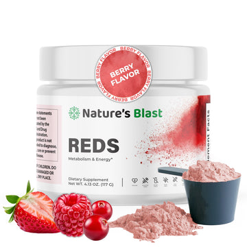 NATURES BLAST Reds - Metabolism and Energy Superfood Powder with 23 Red Fruits, 4 Adaptogens, Probiotics & Enzymes - Vegan Antioxidant Blend, 1 Bottle NATURES BLAST Au supplements