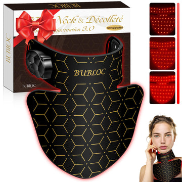 Upgraded Red Light Therapy Mask for Neck & Décolleté, 850 nm Wireless Infrared Light Therapy Suitable BUBLOC Au supplements