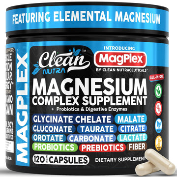 8in1 Magnesium Supplement Complex | Magnesium Glycinate Citrate Malate Gluconate Orotate Carbonate Lactate + Prebiotics Probiotics Digestive Enzymes Magnesio Capsules for Women Men By Clean Nutra Clean Nutraceuticals Au supplements