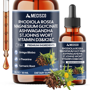 17in1 Rhodiola Rosea Liquid Drops with blend Ashwagandha Magnesium, L-Theanine. Ultra Strength Rhodiola Cortisol Supplement, Rhodiola Root for Support Relaxation, Mood, Energy - 1 FL Oz - 60 Day Mecisco Au supplements
