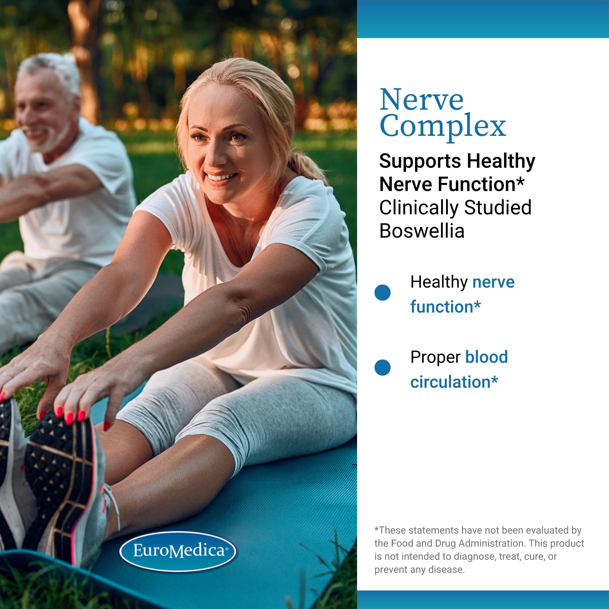 EuroMedica Nerve Complex - Herbal Supplement with Bioactive Vitamin B12 - Circulation & Nerve Health Support Supplement - Vegan Capsules with Boswellia Serrata - 60 Capsules EuroMedica Au supplements