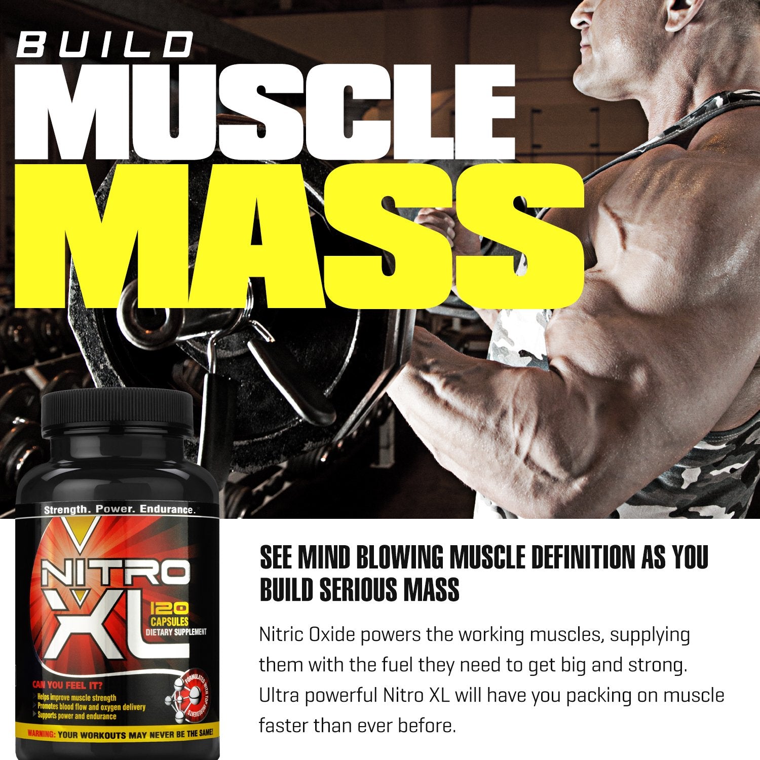 Nitro XL | Nitric Oxide Bodybuilding Supplement – with L-Arginine | Build Muscle Mass Nitro XL Au supplements