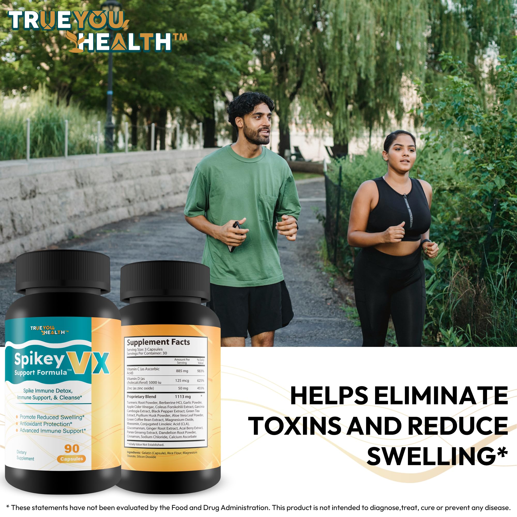 True You Health Spikey VX Support Formula - Our Best Spike Support Formula for Immune System Detox - Daily Zinc Immunity Capsules Vitamin C Immune Boost - Feel The Wellness Spike Detox The Wellness True You Health Au supplements