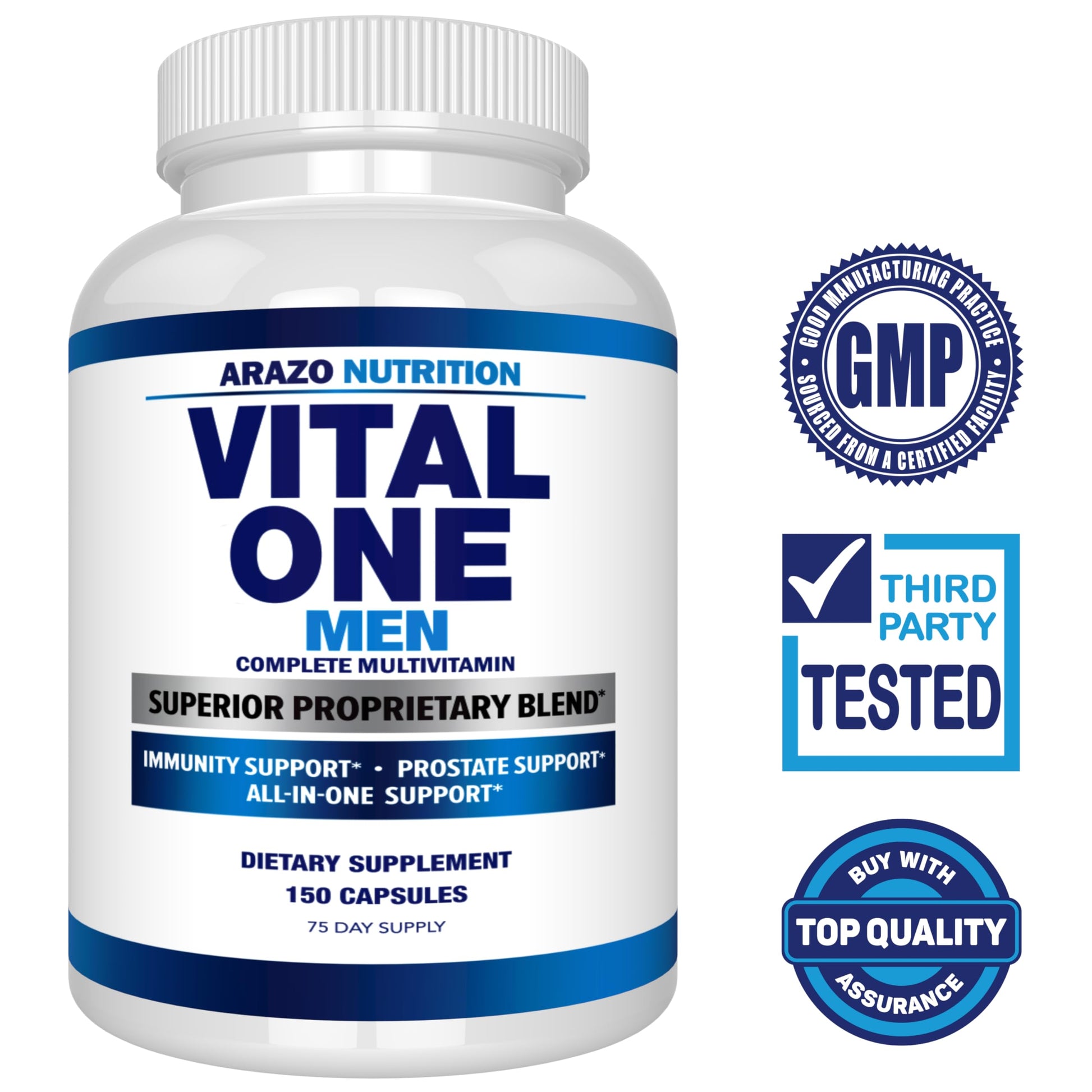 Arazo Nutrition Vital One Multivitamin for Men – Daily Wholefood Supplement - 150 Vegan Arazo Nutrition Au supplements