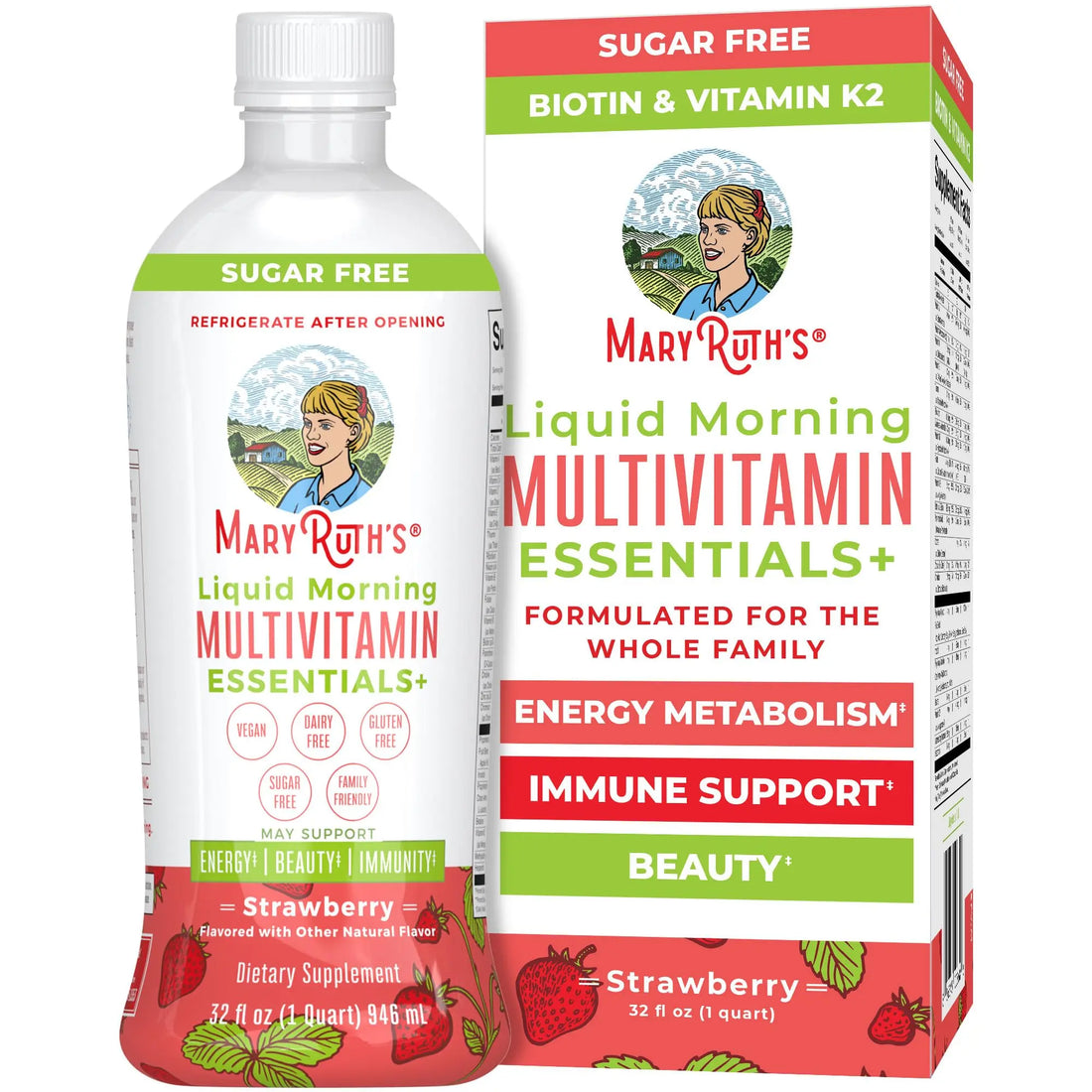 MaryRuth's Liquid Morning Multivitamin Essentials+ | Vitamin A C D E B6 B12 K2 Biotin Zinc | Mens Womens Multivitamin | Immune Support | Beauty | Sugar Free | Vitamins for Ages 1+ | Vegan | 32 Fl Oz MARYRUTH'S Au supplements
