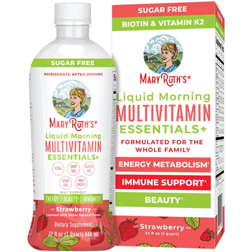MaryRuth's Liquid Morning Multivitamin Essentials+ | Vitamin A C D E B6 B12 K2 Biotin Zinc | Mens Womens Multivitamin | Immune Support | Beauty | Sugar Free | Vitamins for Ages 1+ | Vegan | 32 Fl Oz MARYRUTH'S Au supplements