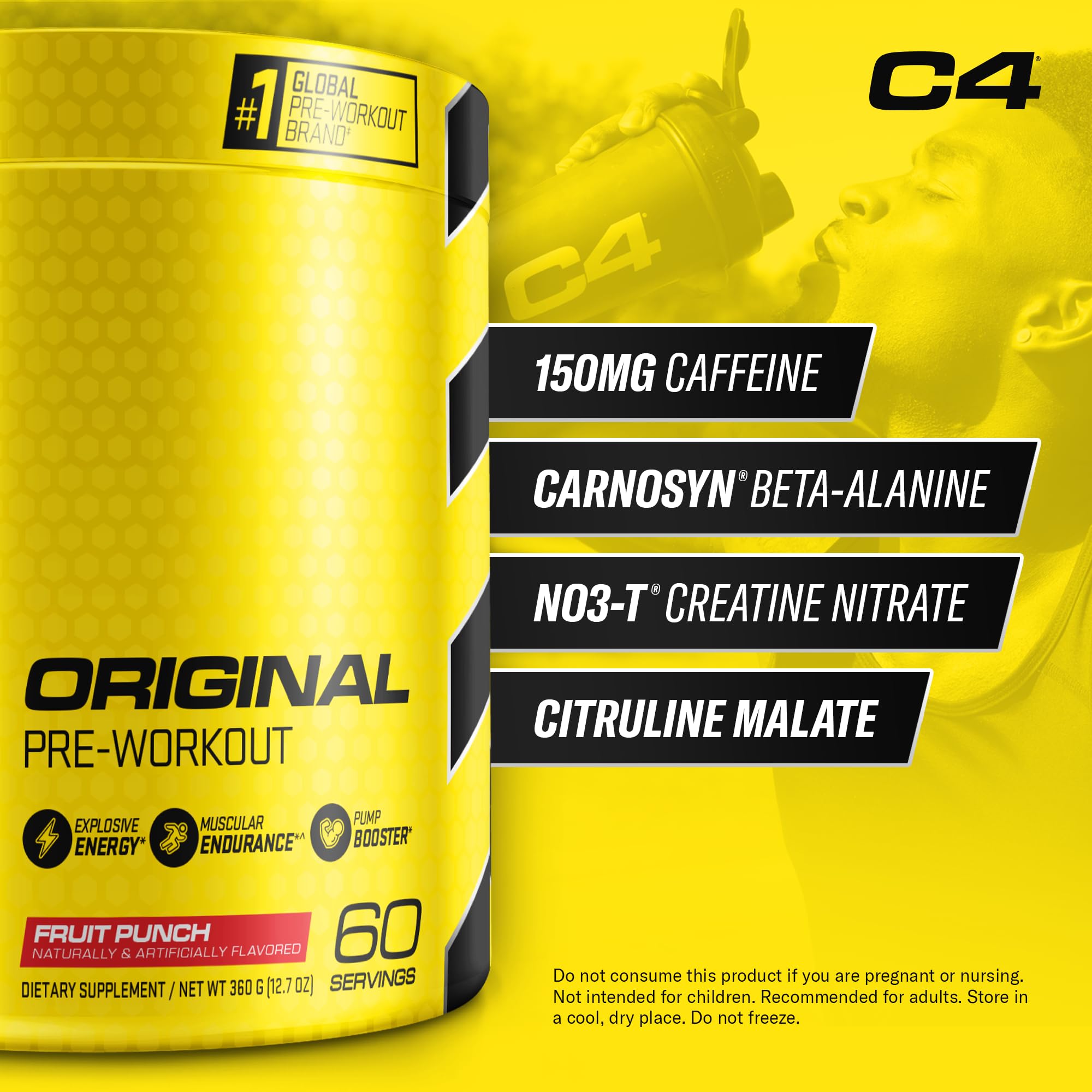 C4 Original Pre Workout Powder Fruit Punch - Vitamin C for Immune Support - Sugar Free Cellucor Au supplements
