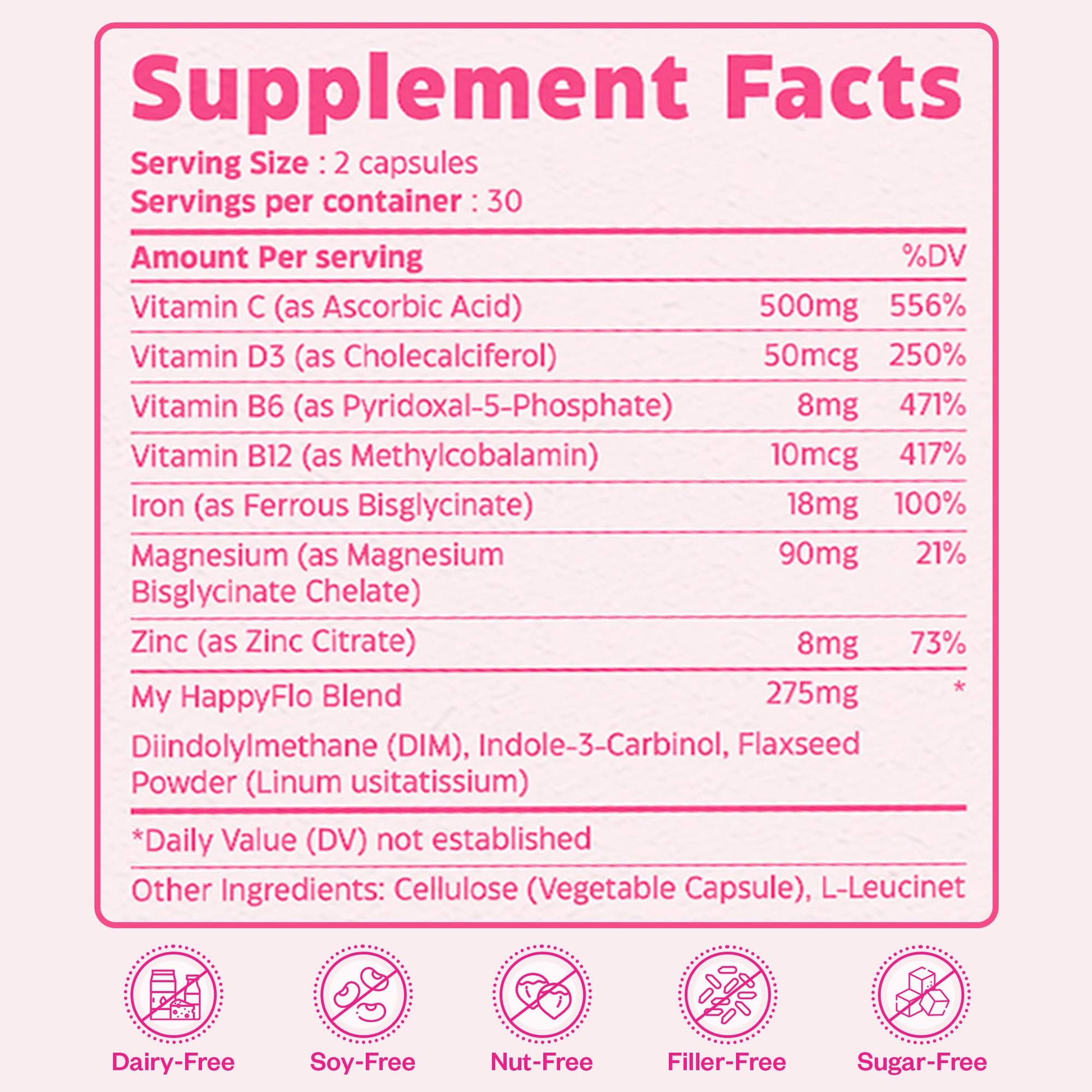 My Happy Flo PMS Support Supplement for Women with Iron, PMS Relief Hormone Support for Women, 10-in-1 PMDD Supplements for Women | DIM & I3C Indole-3-Carbinol for Cramp Relief, Heavy Flow - 60 Caps My Happy Flo Au supplements