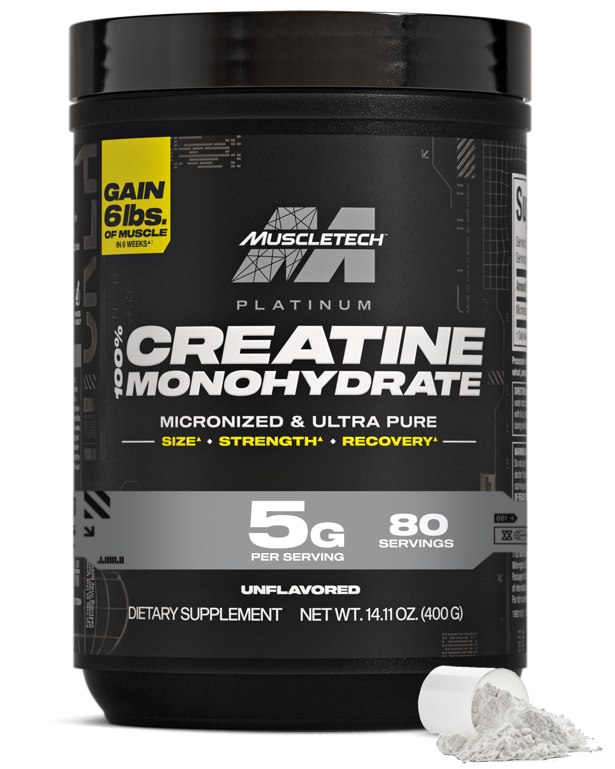 MuscleTech Creatine Monohydrate Powder, Platinum Pure - Unflavored Micronized Creatine for Men & Women - Workout Supplements for Performance, Muscle Recovery & Builder-(80 Servings) Packaging May Vary MuscleTech Au supplements