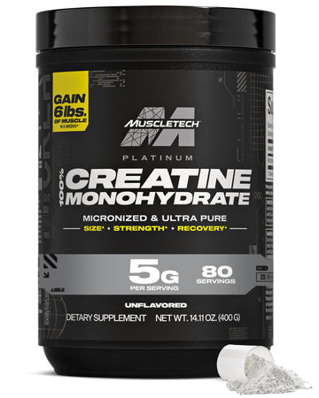 MuscleTech Creatine Monohydrate Powder, Platinum Pure - Unflavored Micronized Creatine for Men & Women - Workout Supplements for Performance, Muscle Recovery & Builder-(80 Servings) Packaging May Vary MuscleTech Au supplements