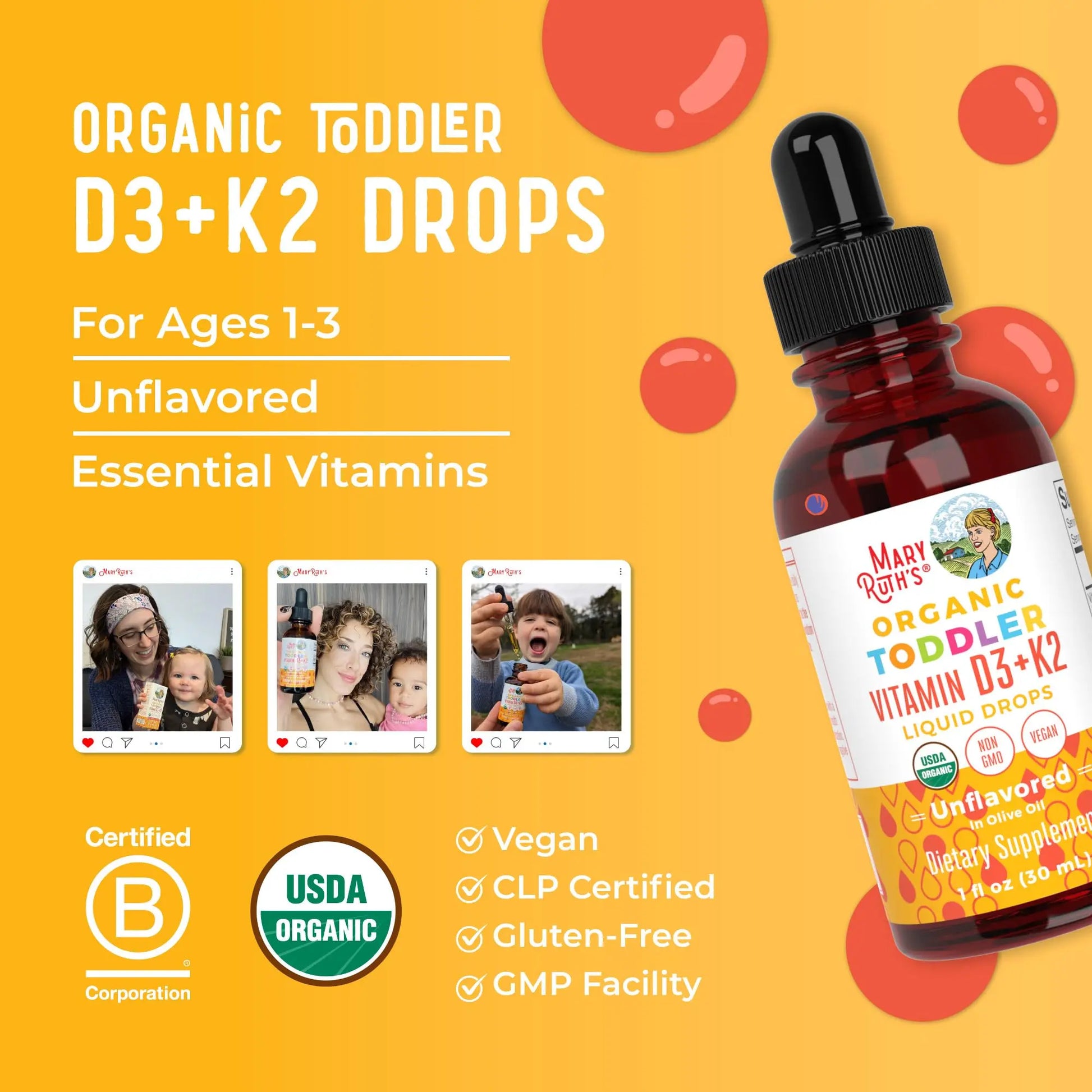 MaryRuth Organics Vitamin D3 | Vitamin K2 | Vitamin D3 K2 Drops | K2 D3 Vitamin Liquid Supplement for Toddlers | Kids Supplement for Calcium Absorption Strong Bones | Vegan | Gluten Free | 1 Fl Oz MARYRUTH'S Au supplements