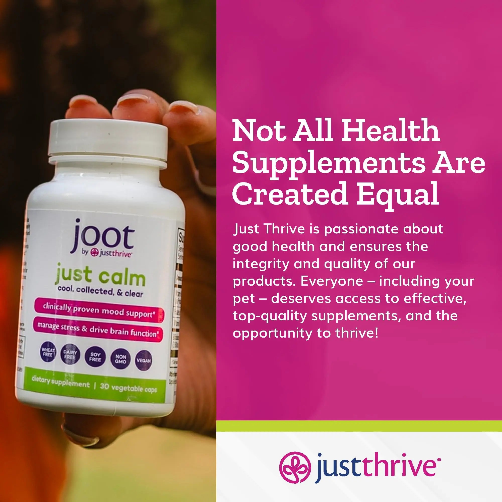 Just Thrive - Just Calm - Cortisol Manager - Calming, Memory, and Mood Support Supplement - Vegan, 30 Calm Capsules Just Thrive Au supplements