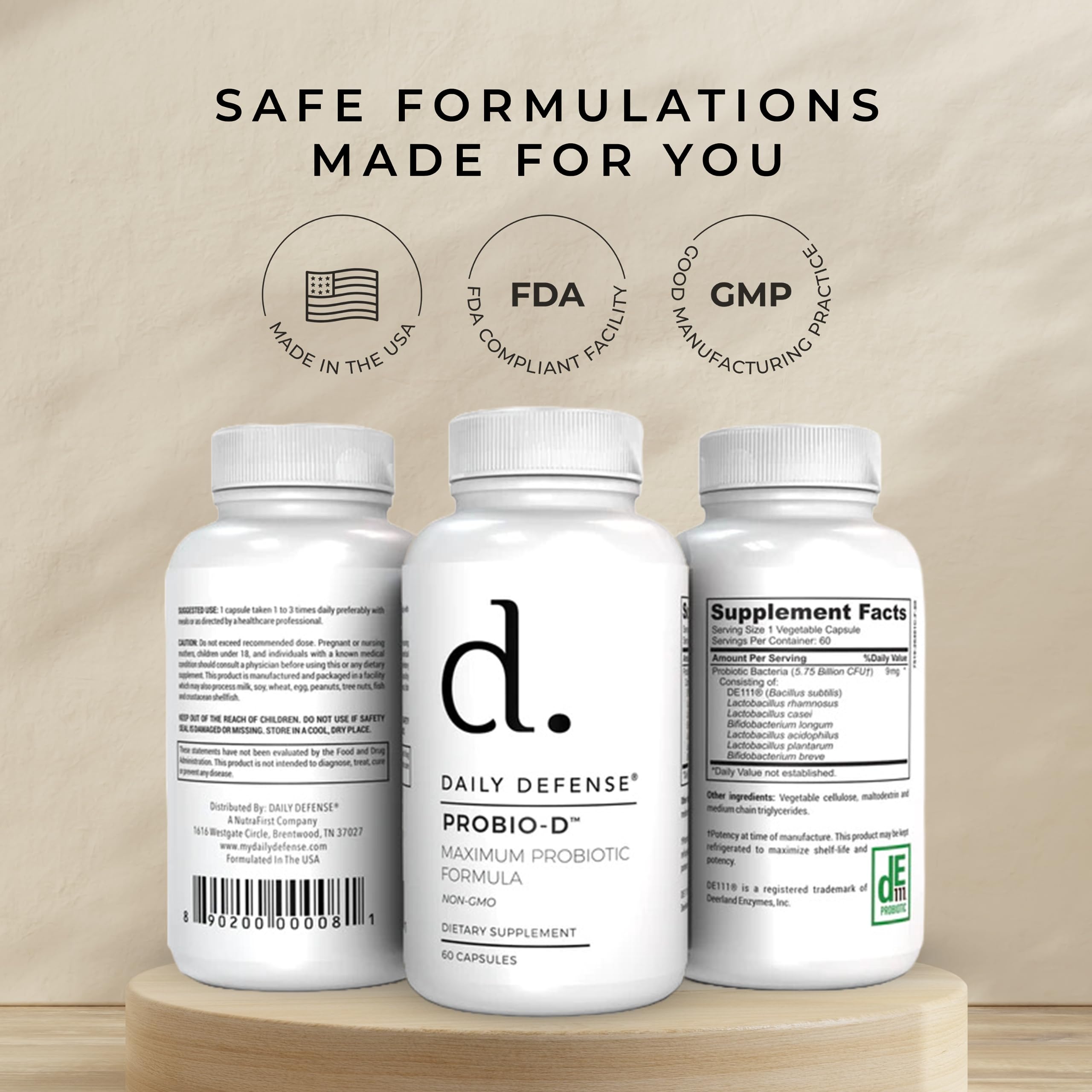 Daily Defense Probiotic Immune Support Supplement - Daily Probiotics for Men with Constipation & Gas - Digestion and Bloating Supplement & Probiotics for Women - 60 Capsules, PROBIO-D Daily Defense Au supplements