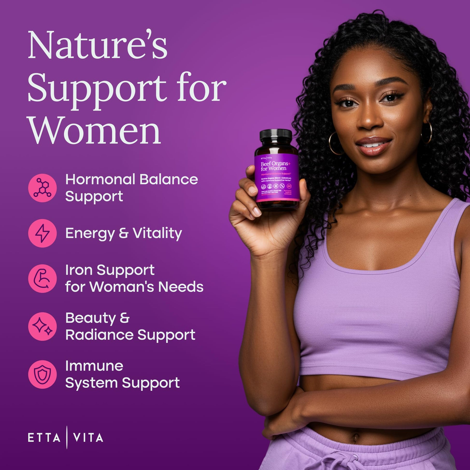 Primal Beef Organ Supplement for Women (Made in USA) Boosted w Shatavari, Maca, Ashwagandha, and Chasteberry - Grass Fed Uterus, Ovary, Liver, Kidney, Heart Bone Matrix, Gotu Kola and Queen Colostrum Etta Vita Au supplements