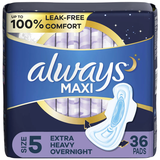 Always Maxi Feminine Pads for Women, Size 5 Extra Heavy Overnight AlwaysAU supplements