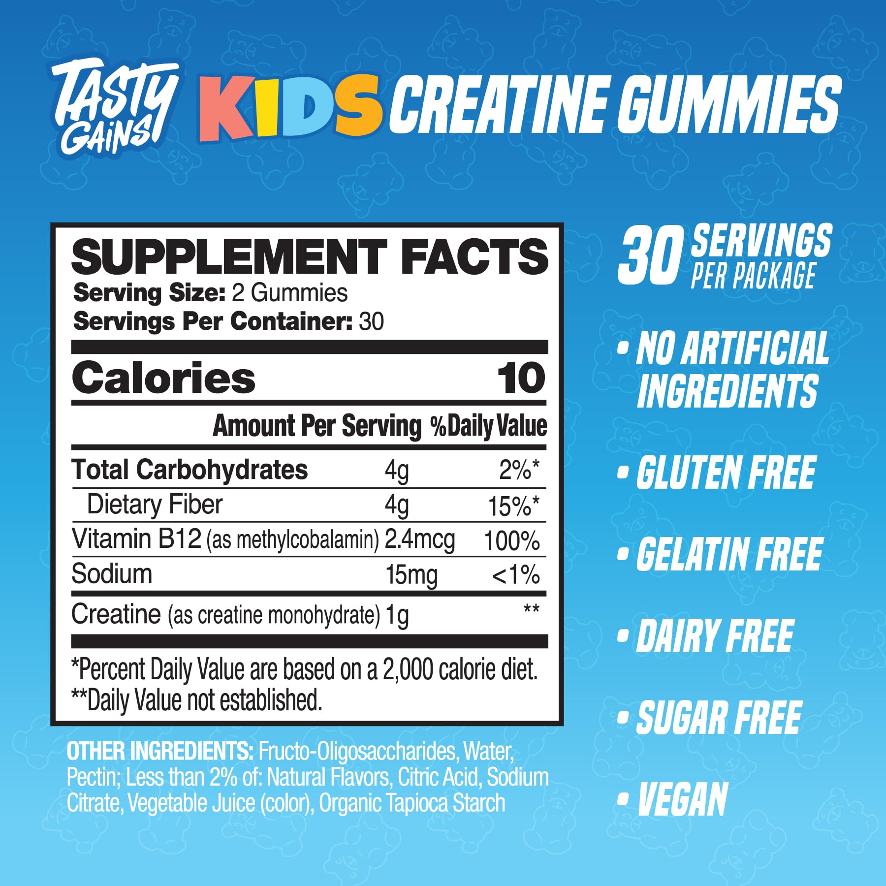 TASTY GAINS Kids & Teen Creatine Gummies with Vitamin B12 for Growth Support, Easy Chew Daily Supplement, Gummy Vitamins for Kids and Teens, Ages 5+ TASTY GAINS Au supplements