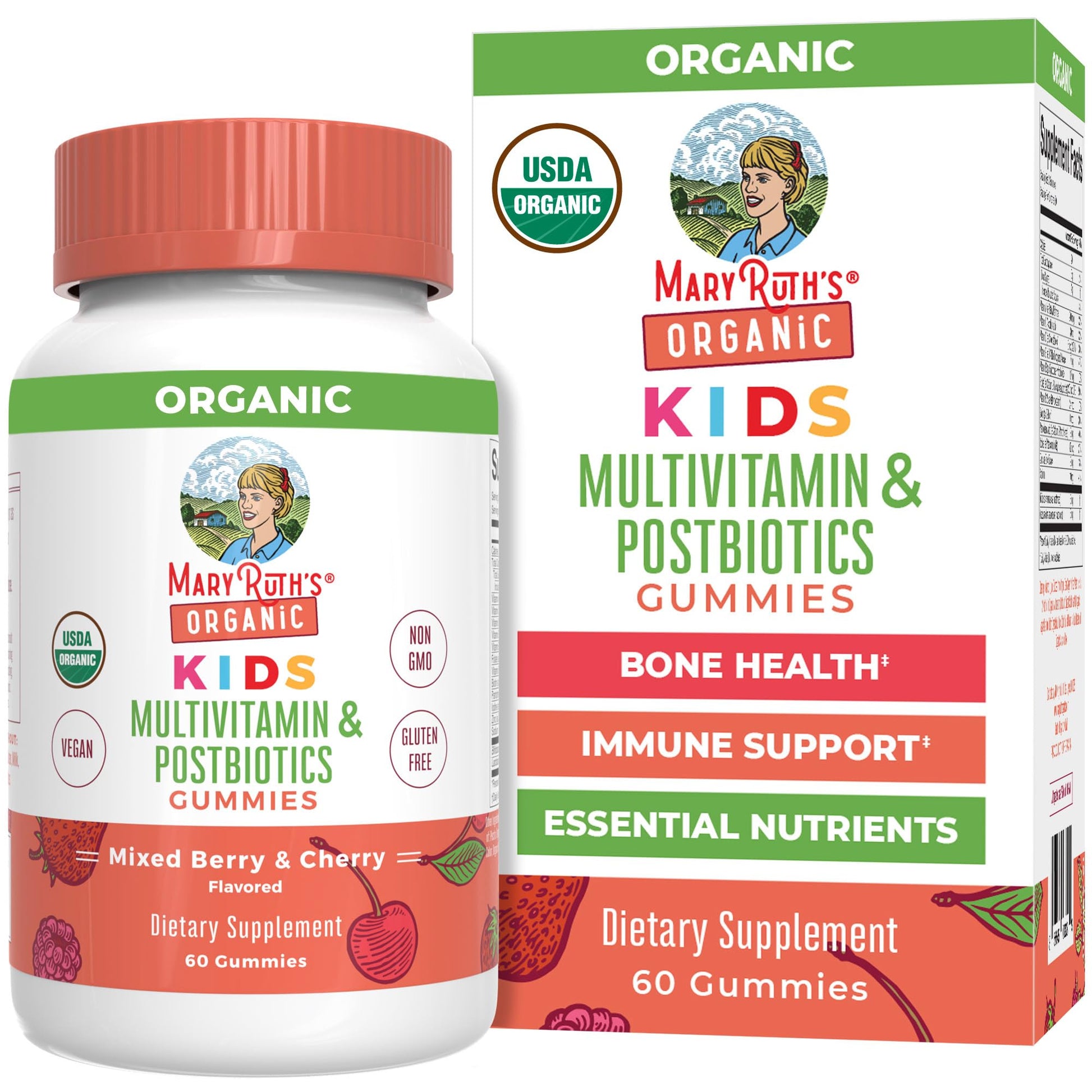 Kids Vitamins by MaryRuth's | USDA Organic | Multivitamin Gummies + Postbiotics for Ages 4+ | Multivitamin for Kids with Lactobacillus Rhamnosus | MaryRuth Organics Au supplements