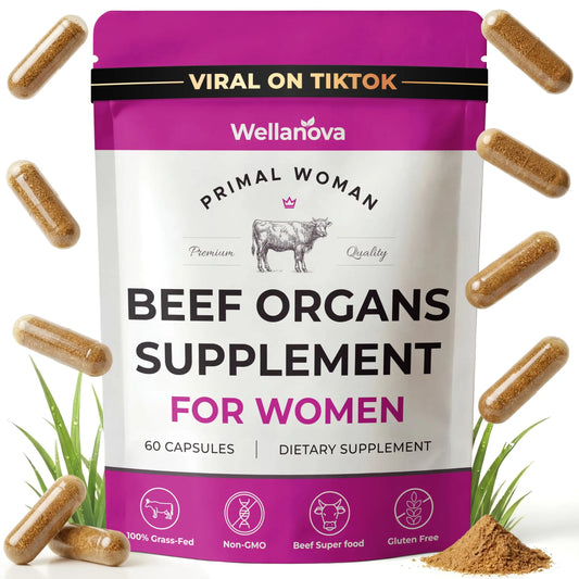 Primal Beef Organ Supplement for Women, Grass-Fed Ancestral Superfood Supplement with Uterus & Liver for Hormone Balance & Queen Energy - 60 Day Supply WellanovaAU supplements