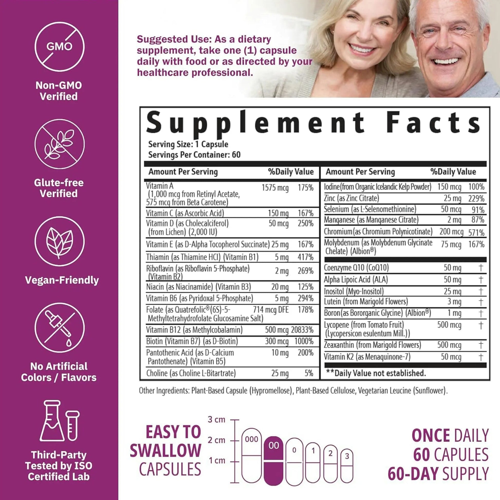 NatureGenX Just One Daily Methylated Multivitamin - 60 Caps Pure Methyl B12, Methylfolate MTHFR Support Supplement Iron Free Methylated Vitamins NatureGenX Au supplements