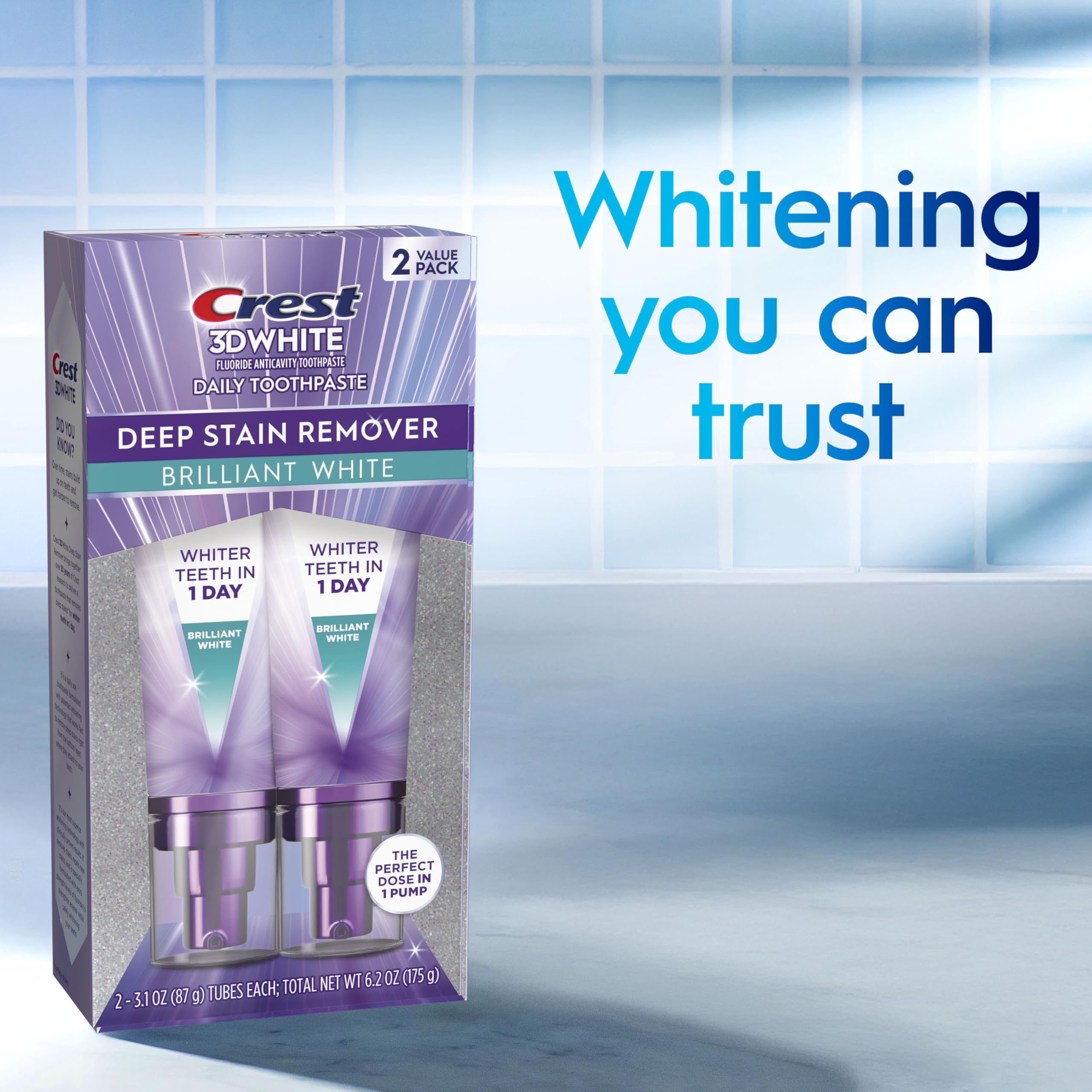 Crest 3DWhite Brilliance Deep Stain Remover Brilliant White Toothpaste - 3.1oz/2pk Crest Au supplements
