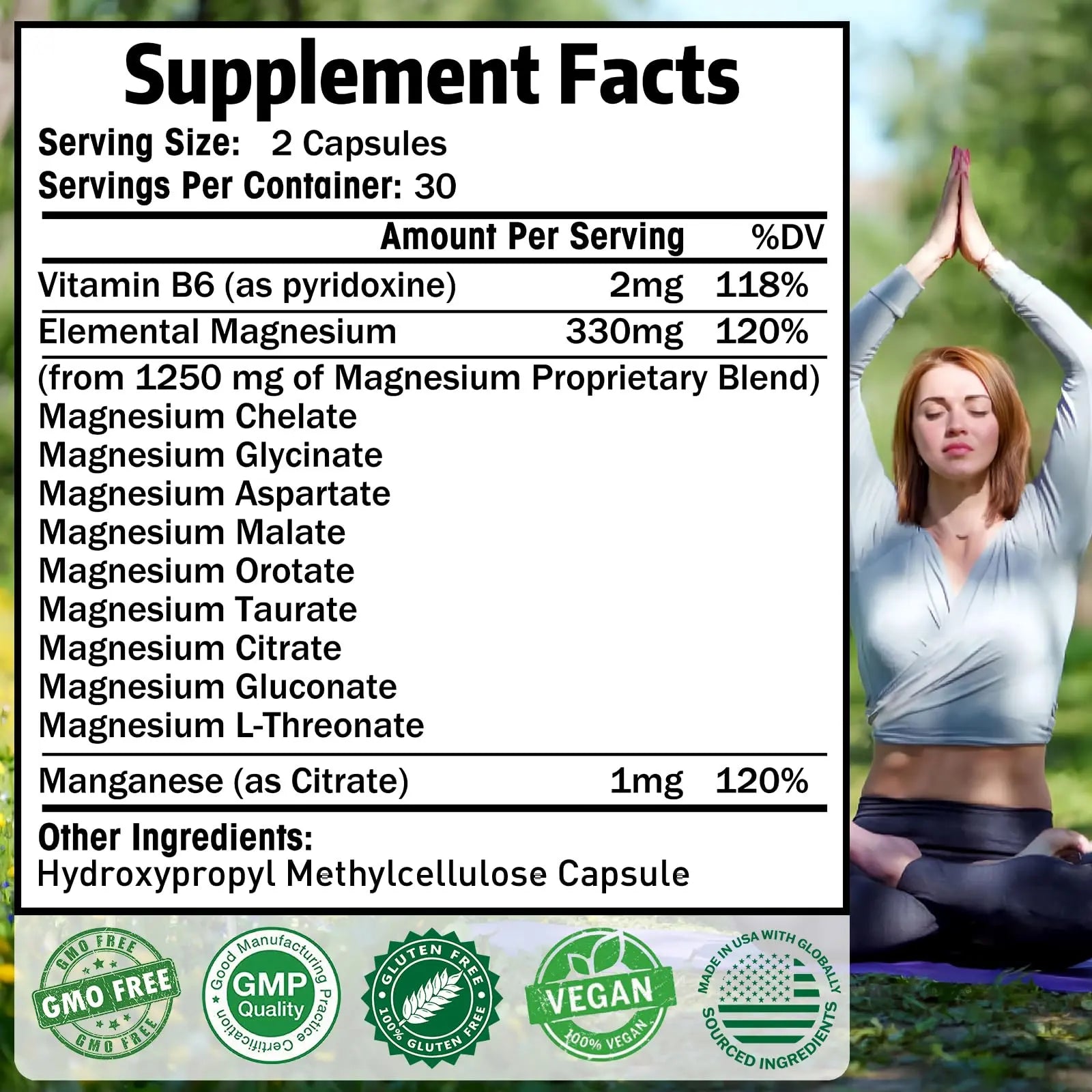 Magnesium Supplement with 9 Forms of High Absorption Magnesium Glycinate, L-threonate, Citrate, Malate and More for Muscle, Brain Support, Non-GMO, Gluten & Soy Free, 60 Capsules Simlike Au supplements