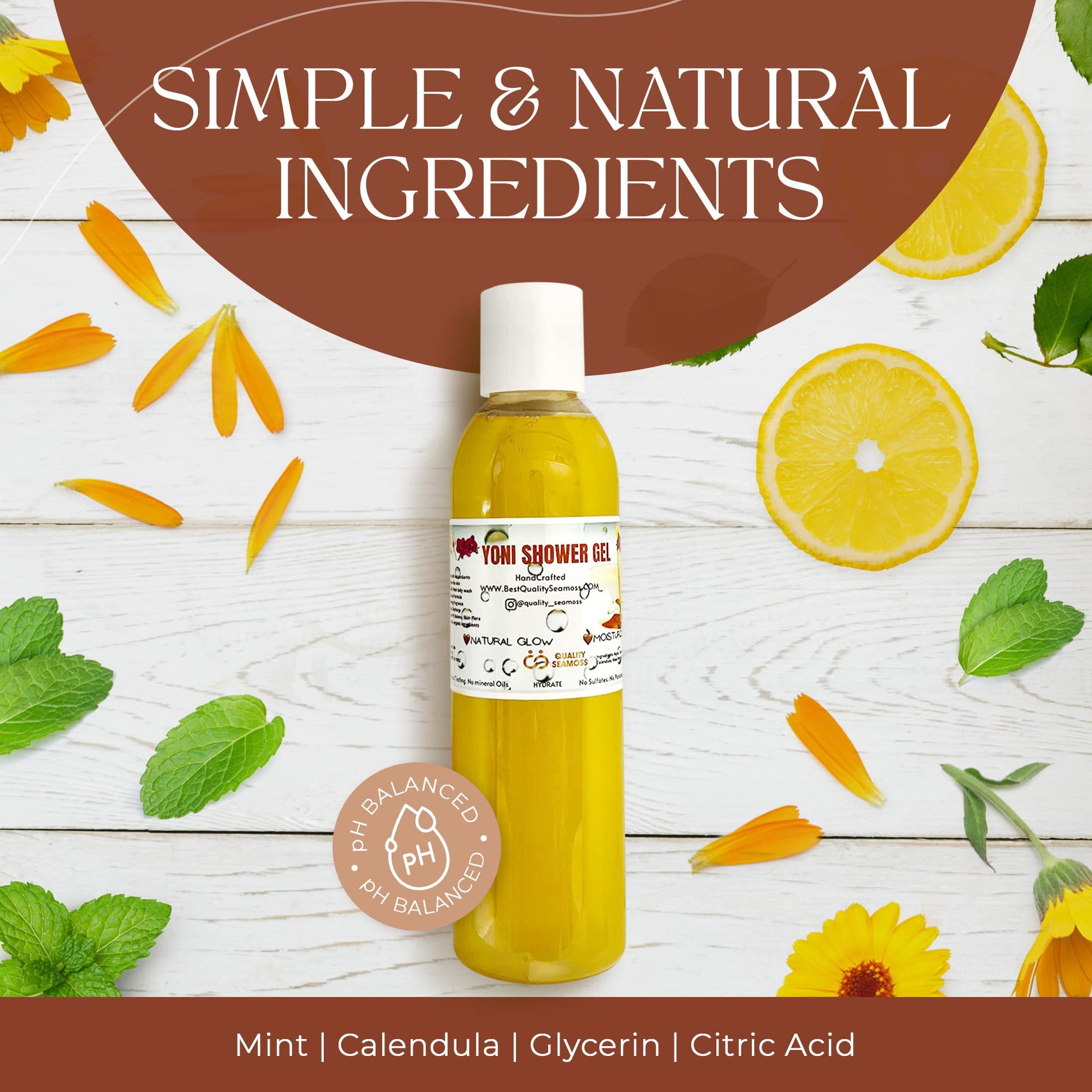 Ph Balance Feminine Wash - Vee Health & Yoni Wash Shower Gel- Use with Yoni Oil. Moisturizing Calendula Quality Seamoss and Yoni Oil Au supplements