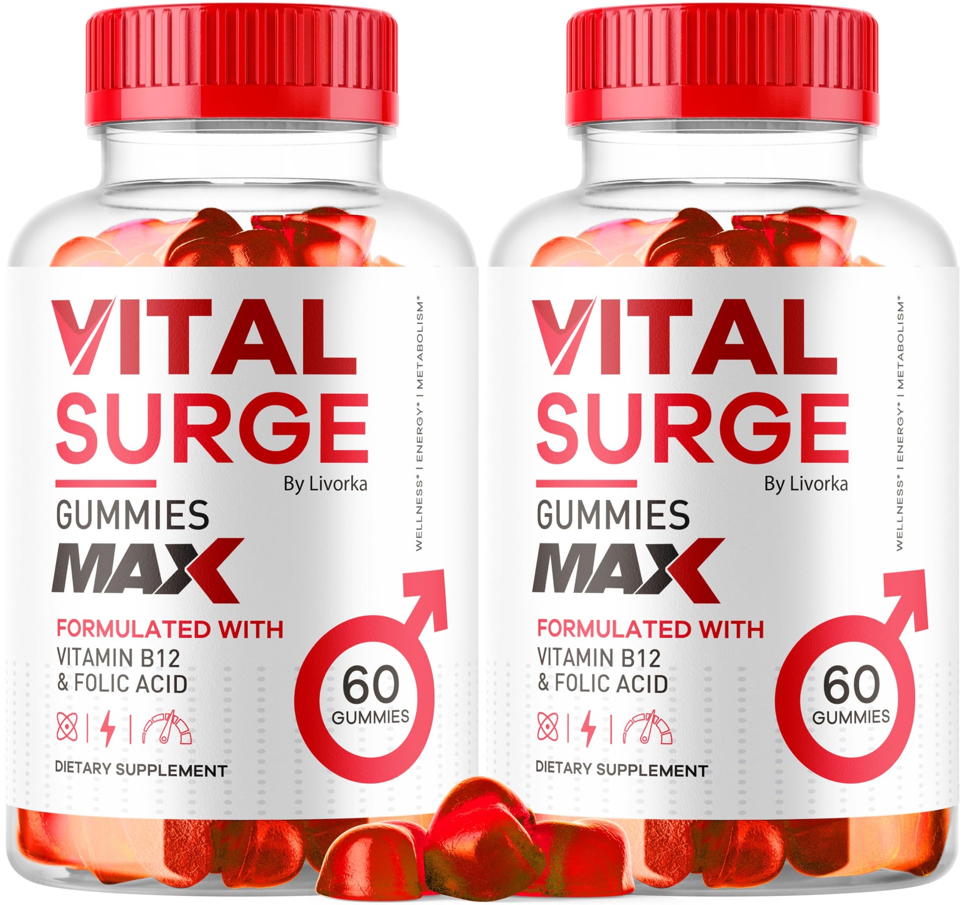 (2 Pack) Vital Surge - Vital Surge for Men, Max Maximum Strength 1050 MG, VitalSurge Supplement Support Gummy Advanced Formula, Premium Vitamin Gomitas (120 Gummies) LIVORKA Au supplements