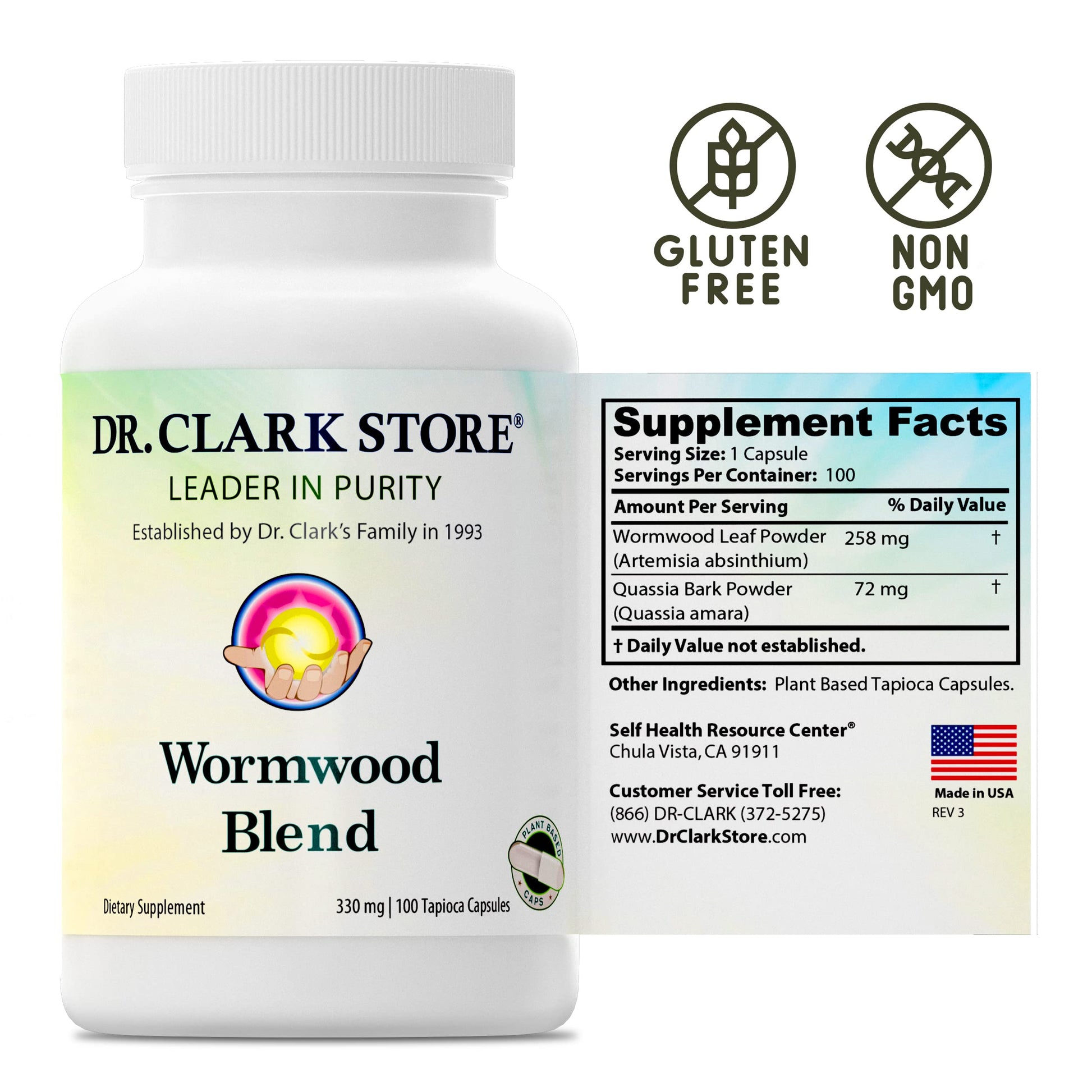 Dr Clark Superblend Wormwood Capsules - Vegetarian 330 mg, 100 Capsules - Wormwood Herb Without Artificial Preservatives, Wormwood Combination with Quassia Dr Clark Store Au supplements