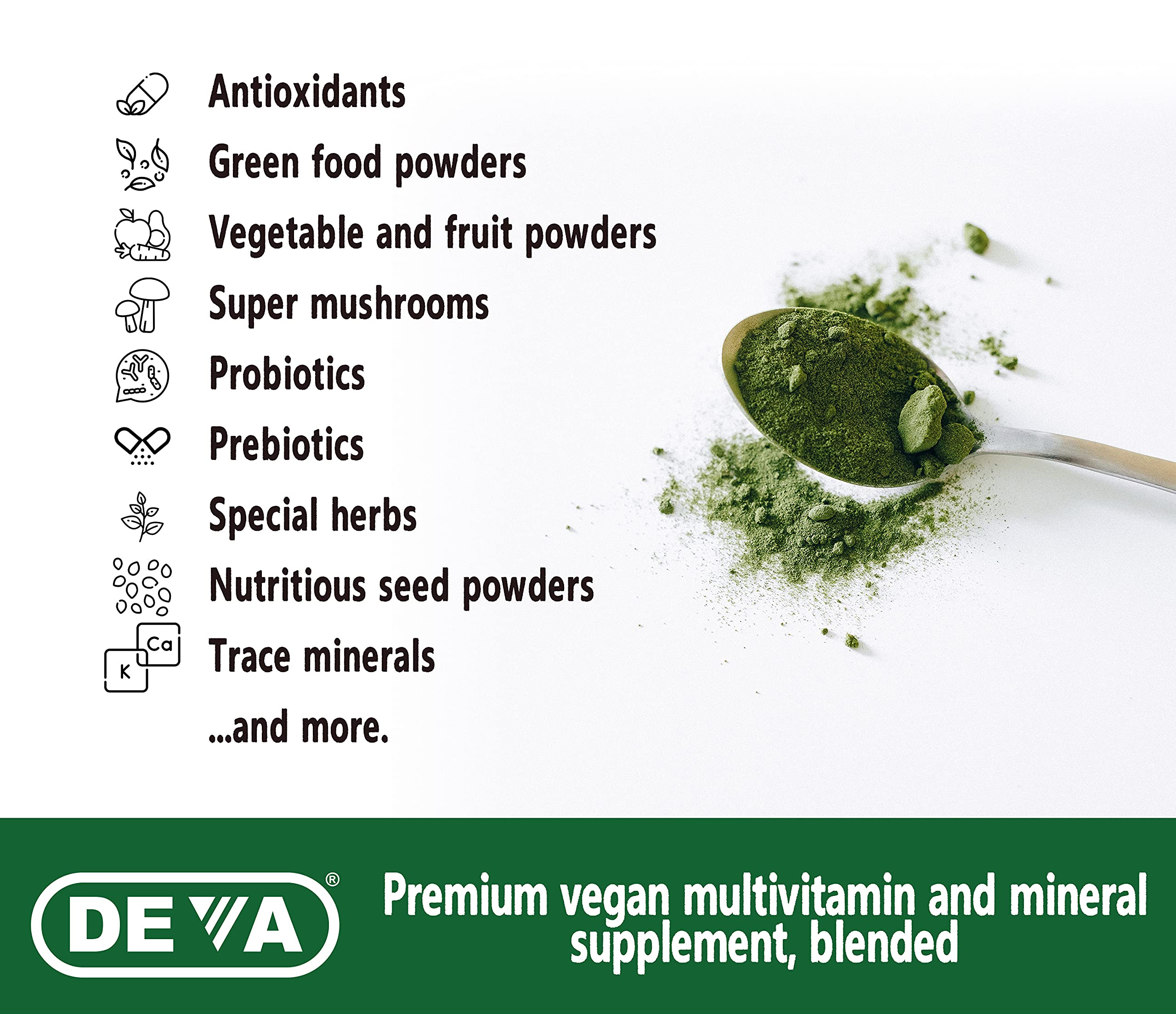 DEVA Tuba Prime Vegan Multivitamin - High-Potency Vitamin and Mineral Dietary Supplement - Antioxidants, Fruit and Vegetable Blend, Super Mushrooms, Probiotics, Prebiotics, Seeds, Herbs - 90 Tablets DEVA Au supplements