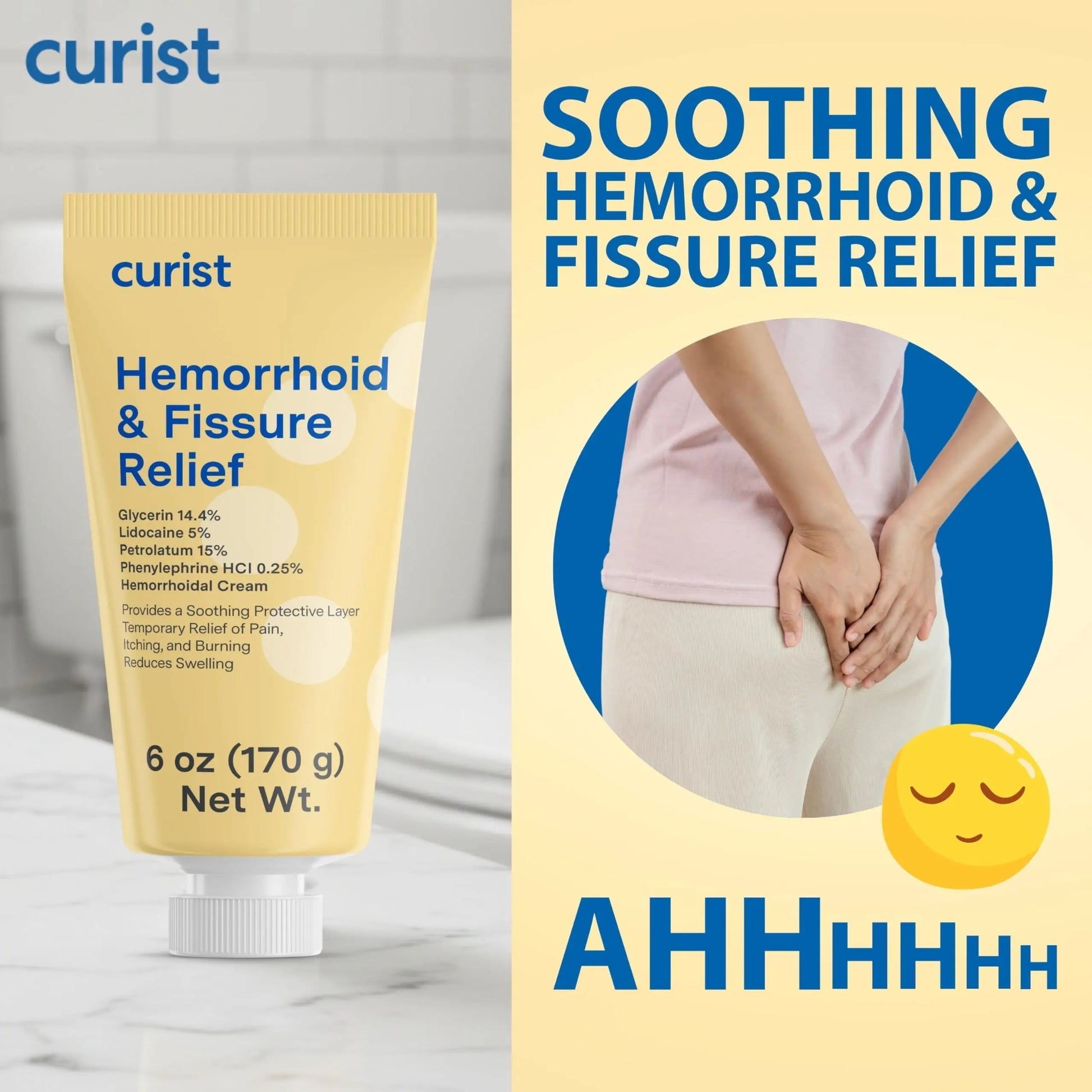 Curist Fissure and Hemorrhoid Cream with Lidocaine 5% and Phenylephrine HCl - Numbing Anal Fissure Cream Temporarily Shrinks Hemorrhoids - Reduces Itching, Swelling, & Burning - Huge Tube - 6oz Curist Au supplements