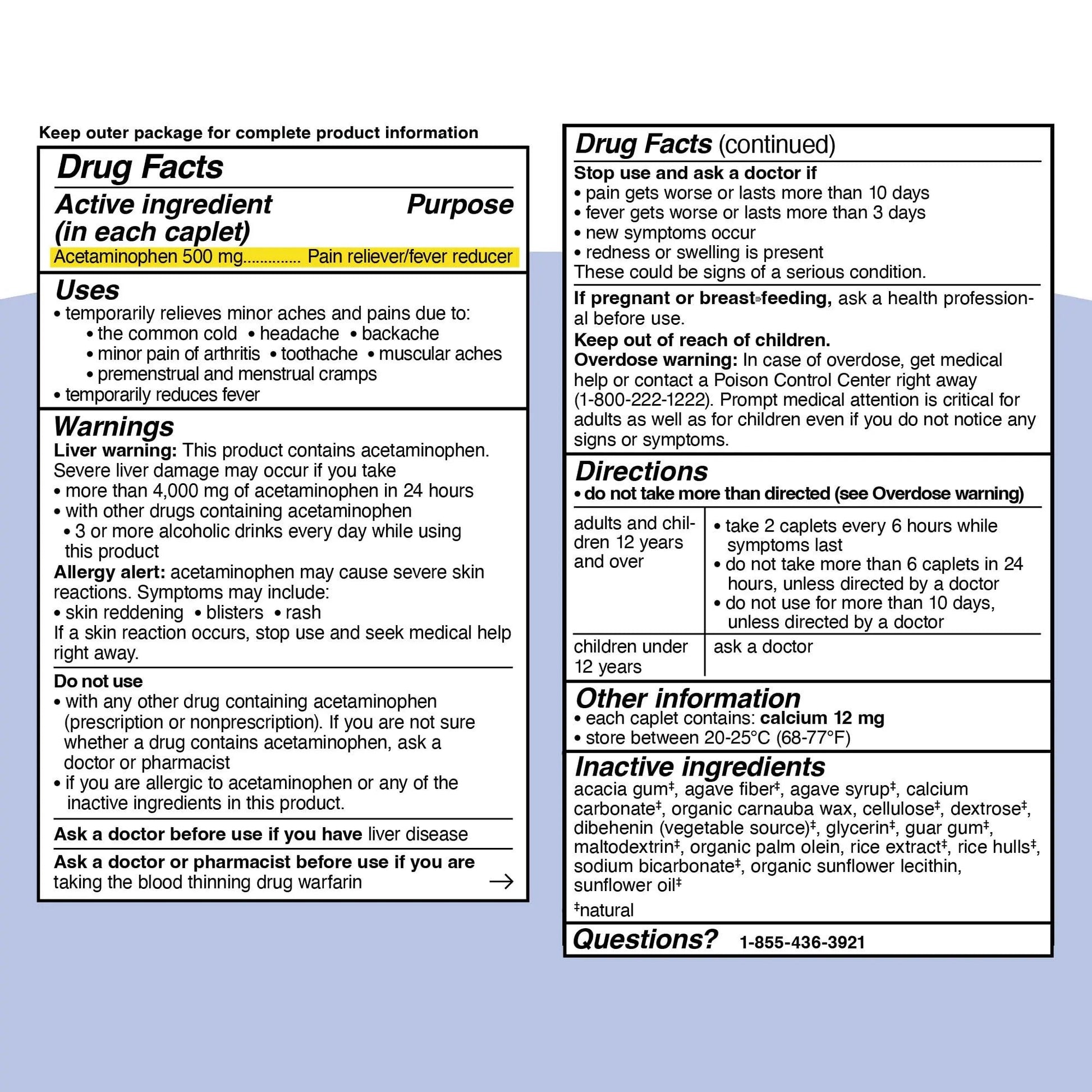 Genexa Clean Acetaminophen 500mg Extra Strength, Dye Free Pain Reliever Fever Reducer, 0% Artificial Additives, Pain Medicine for Adults, Relieves Headache, Backache, Minor Arthritis Pain, 100 Tablets Genexa Au supplements