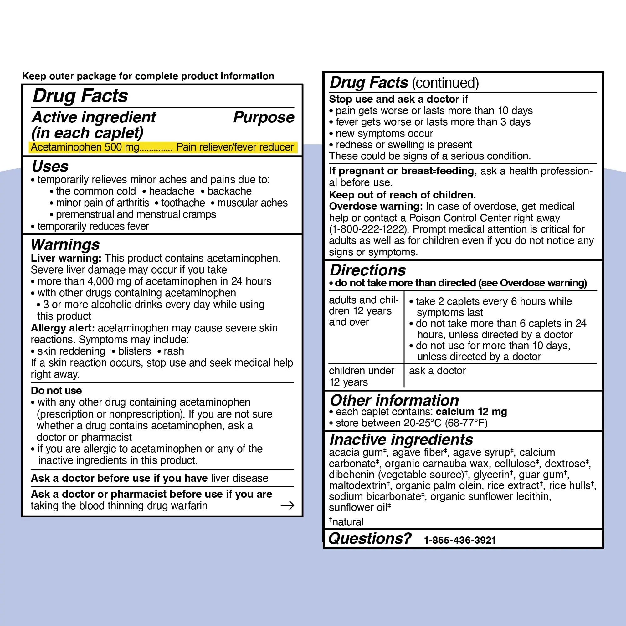 Genexa Clean Acetaminophen 500mg Extra Strength, Dye Free Pain Reliever Fever Reducer, 0% Artificial Additives, Pain Medicine for Adults, Relieves Headache, Backache, Minor Arthritis Pain, 100 Tablets Genexa Au supplements